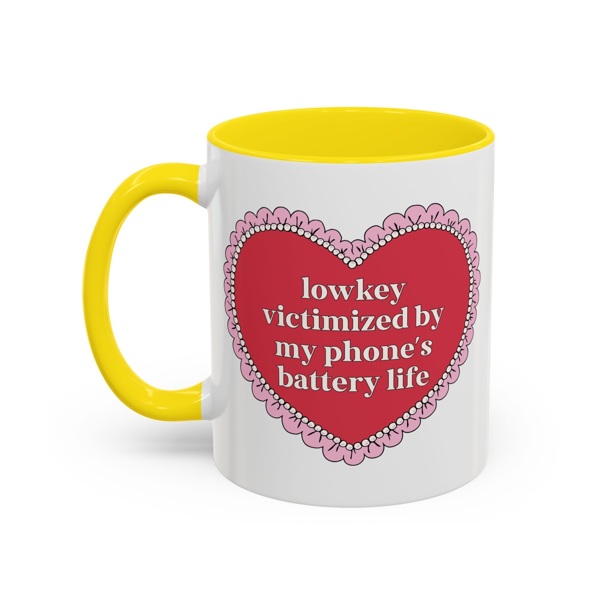 Lowkey Victimized By My Phone's Battery Life 11 Oz Coffee Mug: Funny Friend Gift, Cute Birthday Gift for Teen Daughter or Sister - Opal and June