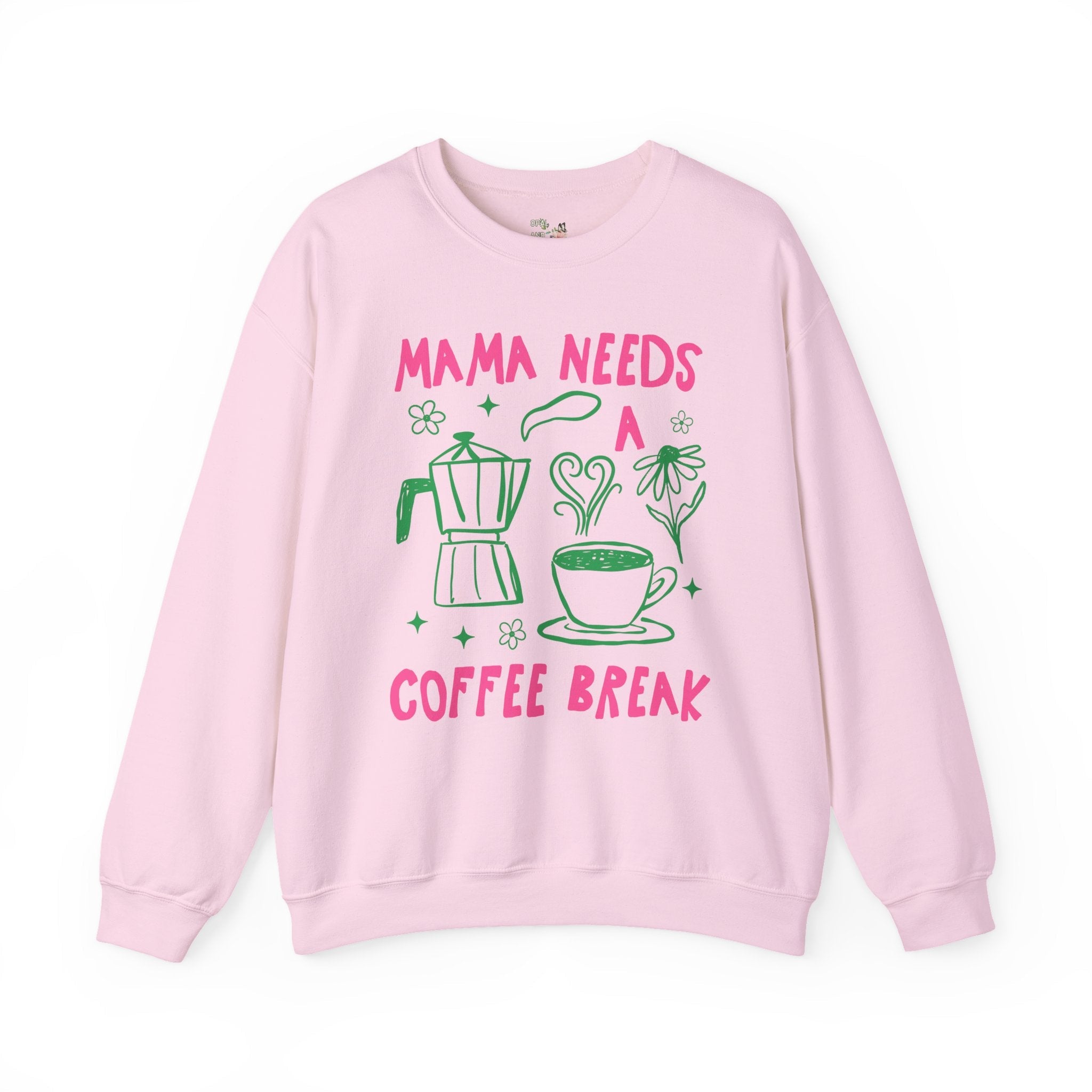 Mama Coffee Lover Sweatshirt, Mom Who Loves Coffee, Funny Saying New Mama Crewneck for Pregnant Friend, Cute Mom Friend Birthday Present - Opal and June