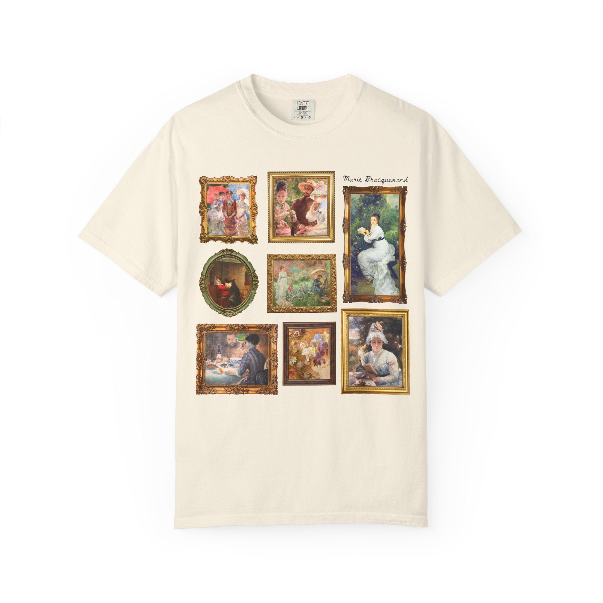 Marie Bracquemond Art History Tee Shirt: Famous Paintings by 19th Century Impressionist Painter, Women's Art History Tee, Under the Lamp - Opal and June