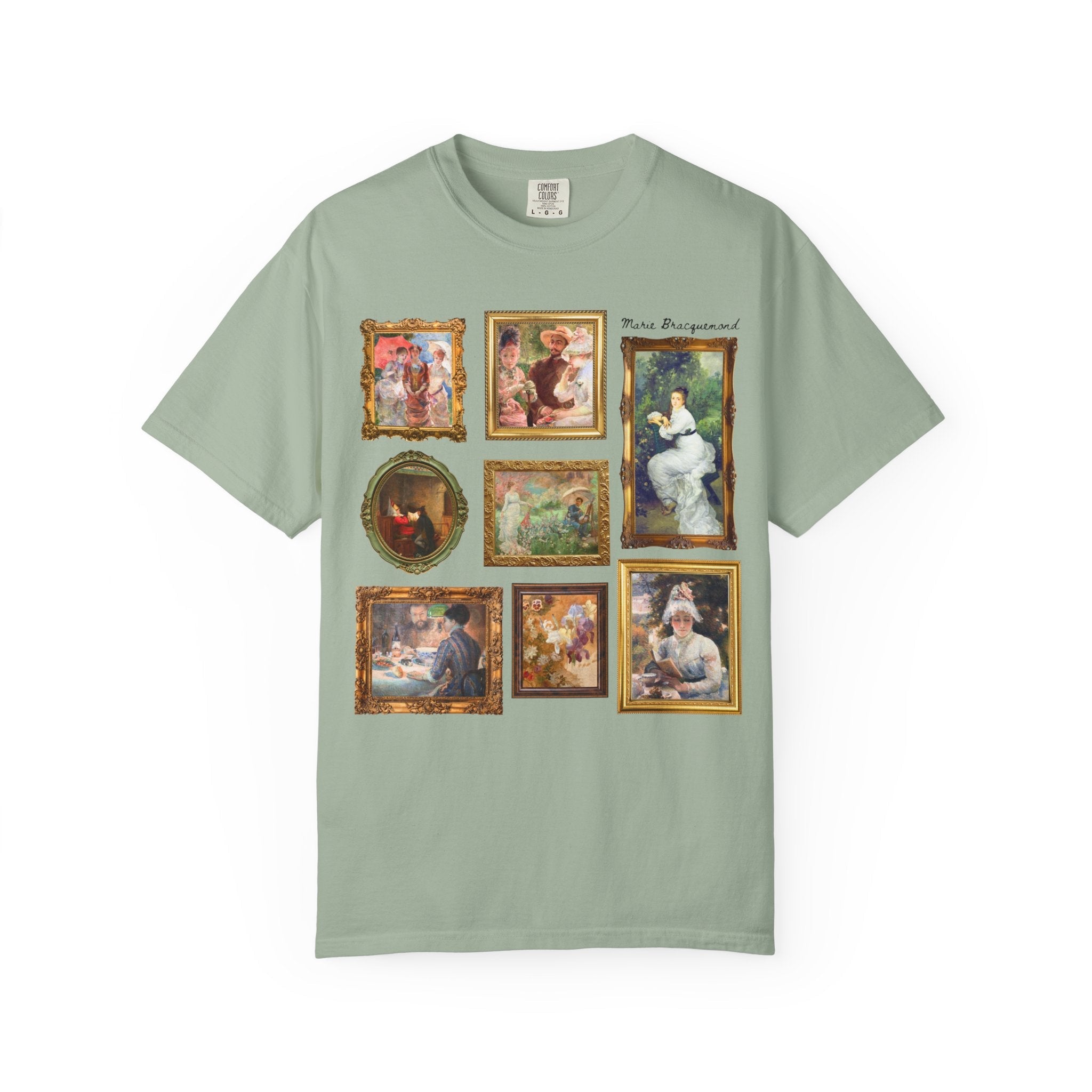 Marie Bracquemond Art History Tee Shirt: Famous Paintings by 19th Century Impressionist Painter, Women's Art History Tee, Under the Lamp - Opal and June