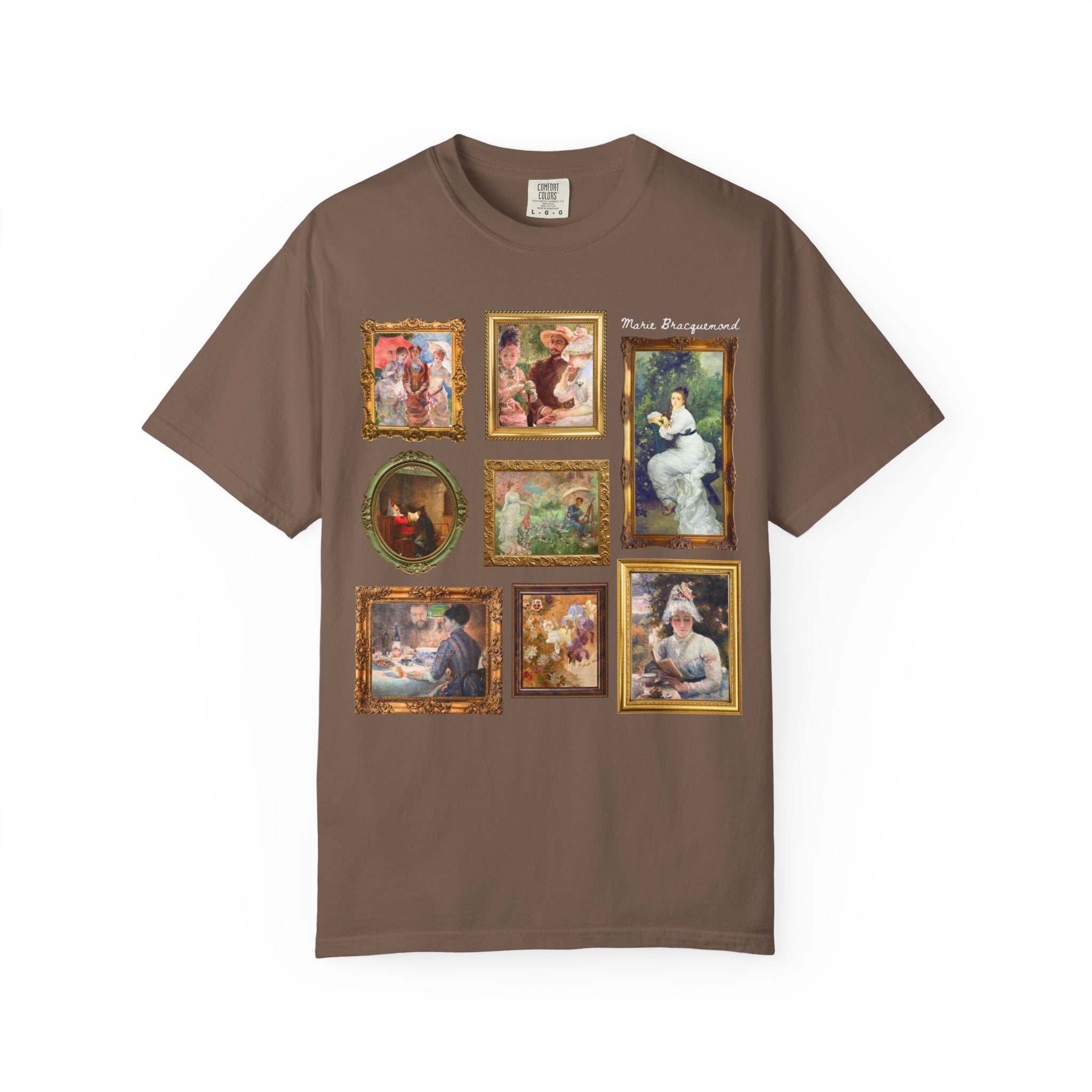 Marie Bracquemond Art History Tee Shirt: Famous Paintings by 19th Century Impressionist Painter, Women's Art History Tee, Under the Lamp - Opal and June