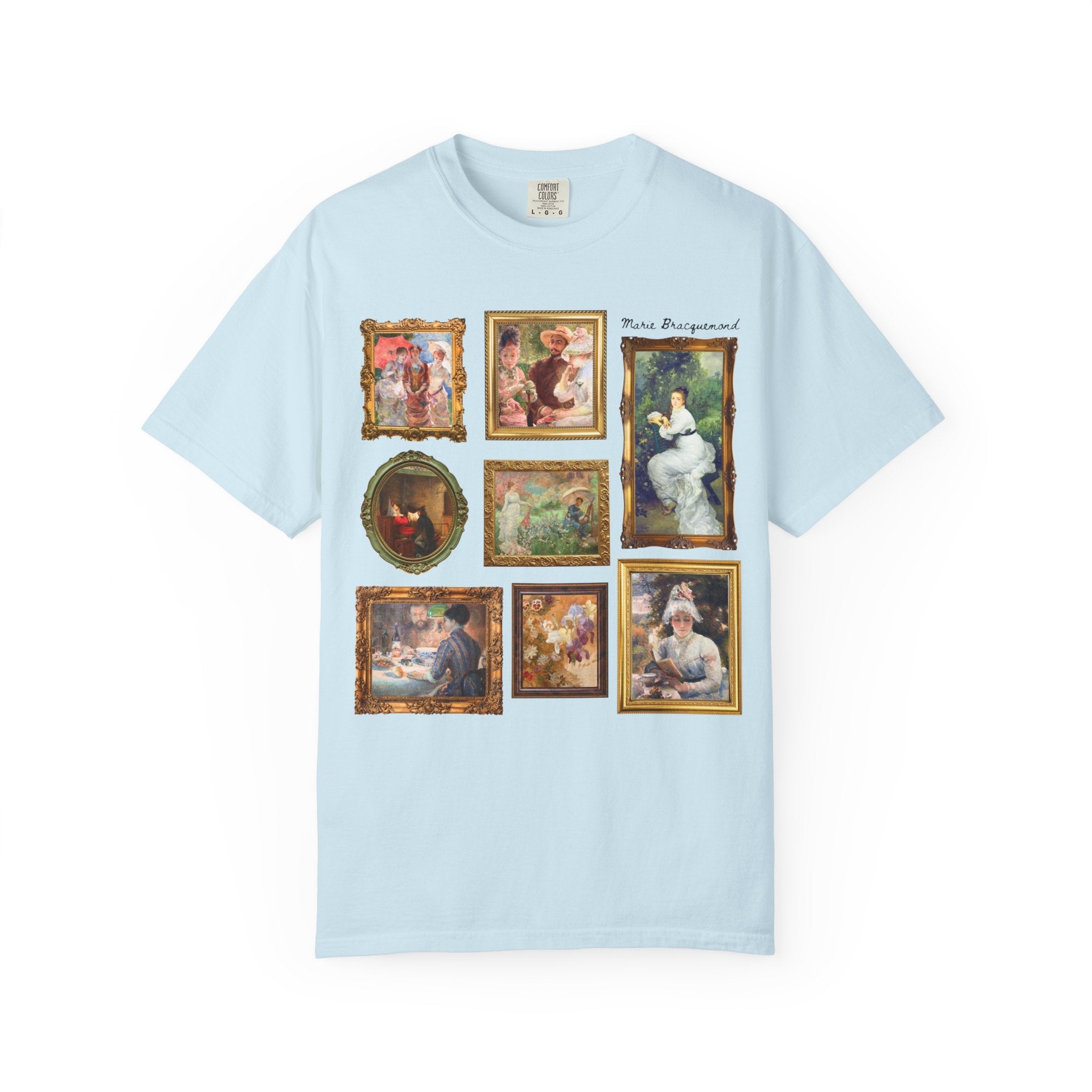 Marie Bracquemond Art History Tee Shirt: Famous Paintings by 19th Century Impressionist Painter, Women's Art History Tee, Under the Lamp - Opal and June