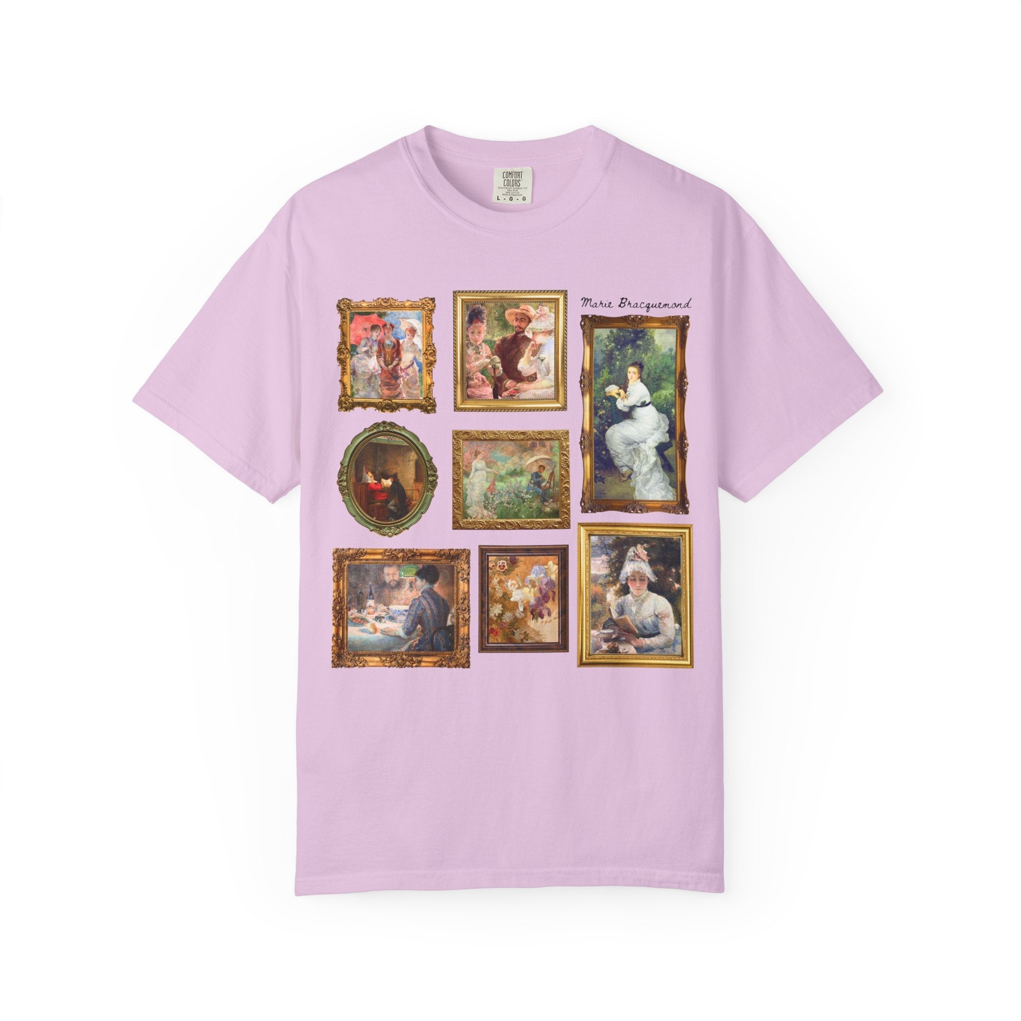 Marie Bracquemond Art History Tee Shirt: Famous Paintings by 19th Century Impressionist Painter, Women's Art History Tee, Under the Lamp - Opal and June
