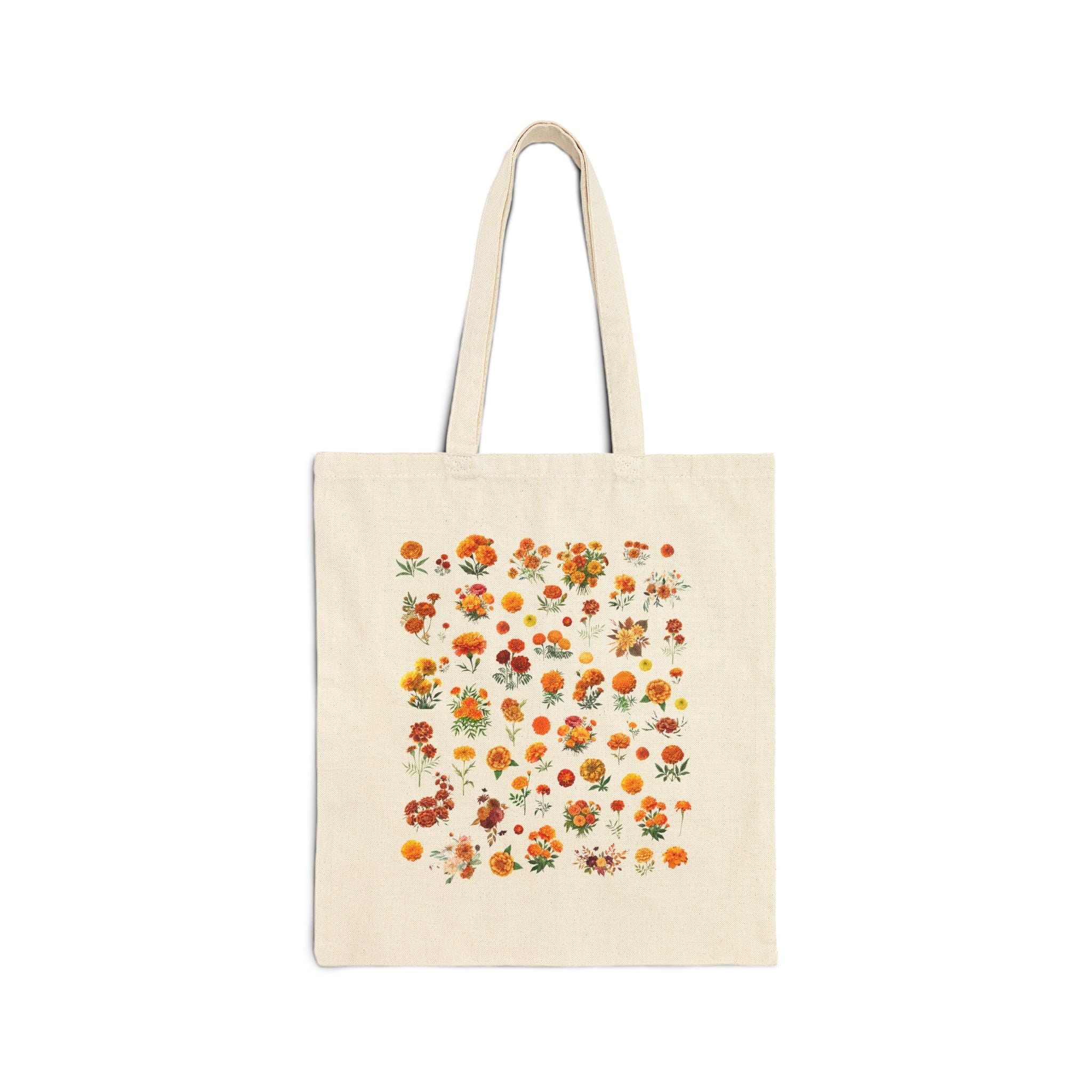 Marigold Flower Tote Bag: Boho Goblincore Garden Tote, October Birth Month Flower, Cottagecore Garden Lover Tote for Friend's Birthday - Opal and June