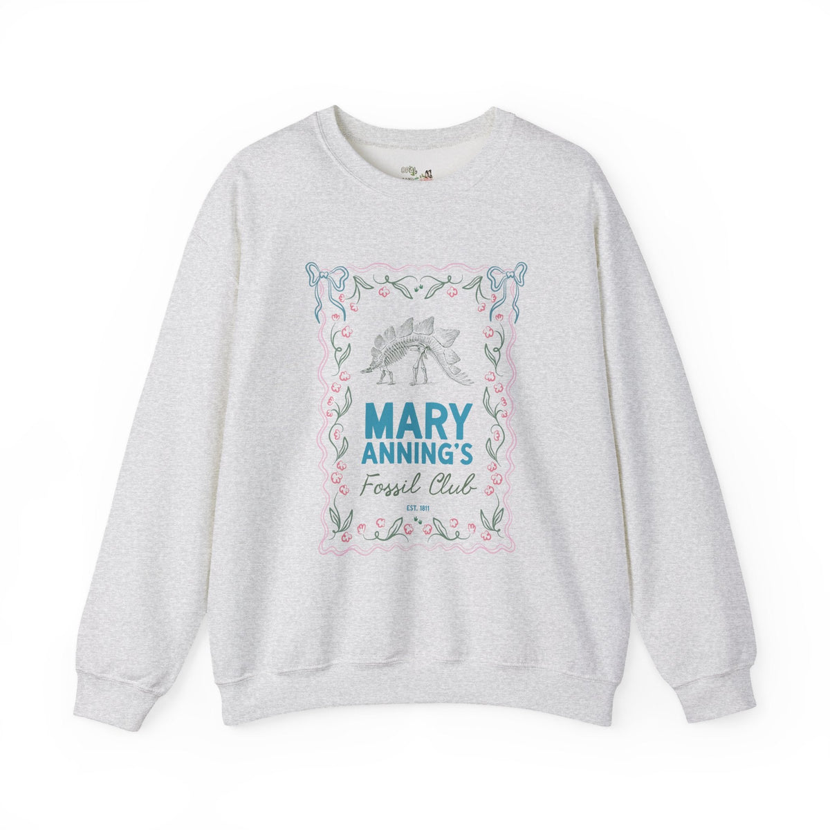 Mary Anning's Fossil Club Sweatshirt with Bows: Women's History Paleontologist or Dinosaur Lover Gift for UK History Buff - Opal and June