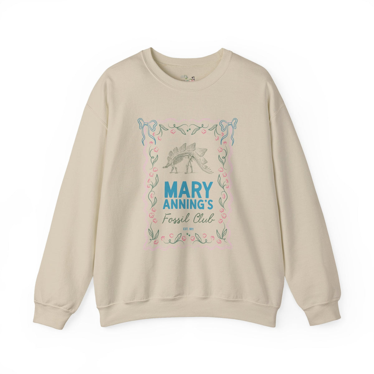 Mary Anning's Fossil Club Sweatshirt with Bows: Women's History Paleontologist or Dinosaur Lover Gift for UK History Buff - Opal and June