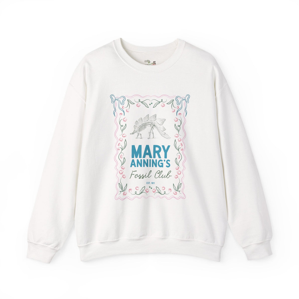 Mary Anning's Fossil Club Sweatshirt with Bows: Women's History Paleontologist or Dinosaur Lover Gift for UK History Buff - Opal and June