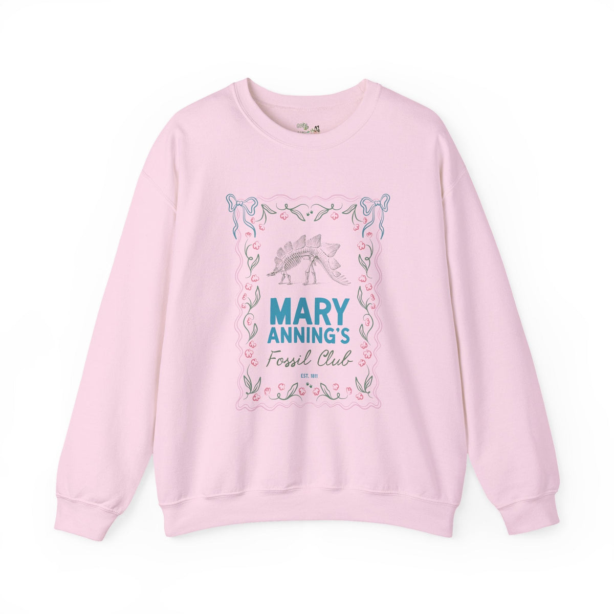 Mary Anning's Fossil Club Sweatshirt with Bows: Women's History Paleontologist or Dinosaur Lover Gift for UK History Buff - Opal and June
