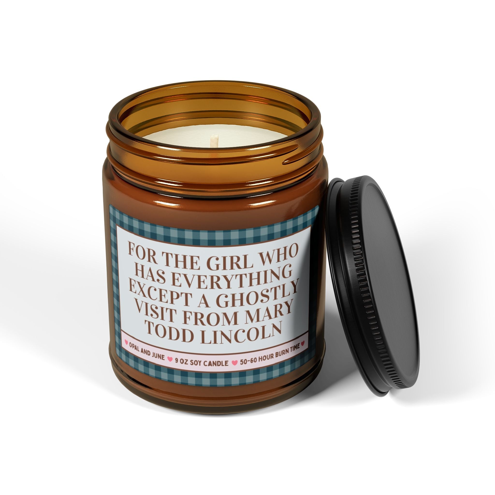 Mary Todd Lincoln Spooky American History Lover Gift: 9 Oz Soy Candles, 19th Century US History Teacher or Major Present, Abraham Lincoln - Opal and June