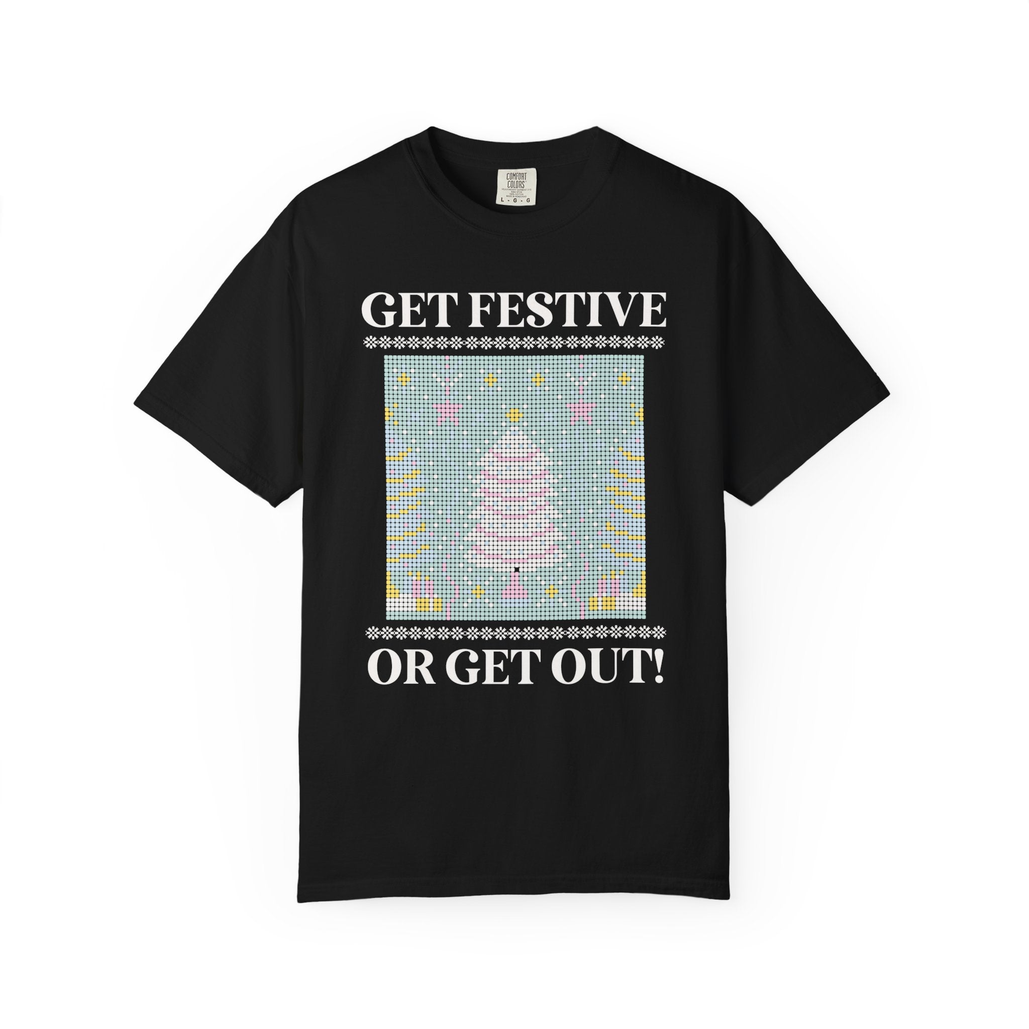 Matching Pastel Christmas Tee: Get Festive or Get Out! - Opal and June