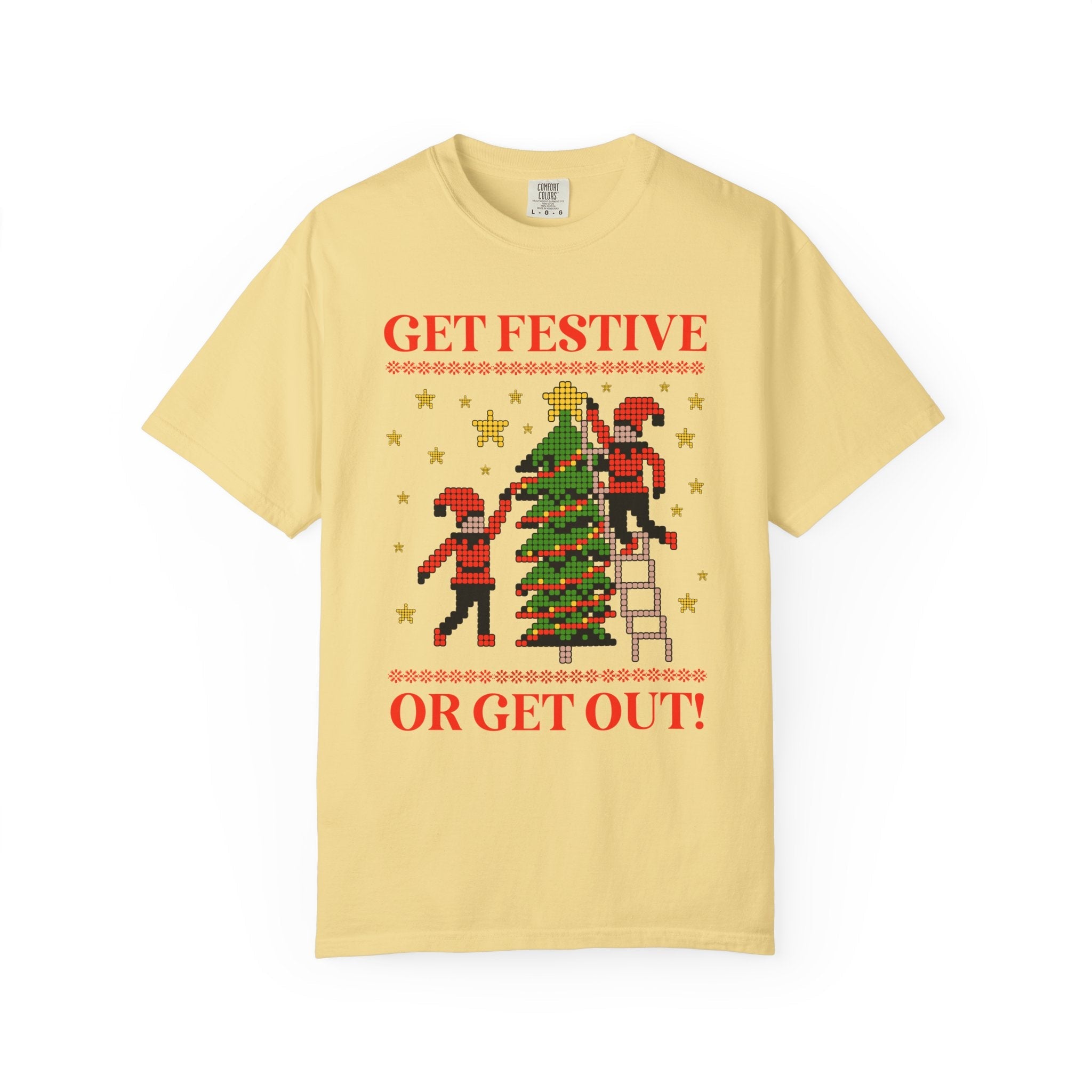 Matching Pastel Christmas Tee: Get Festive or Get Out! - Opal and June