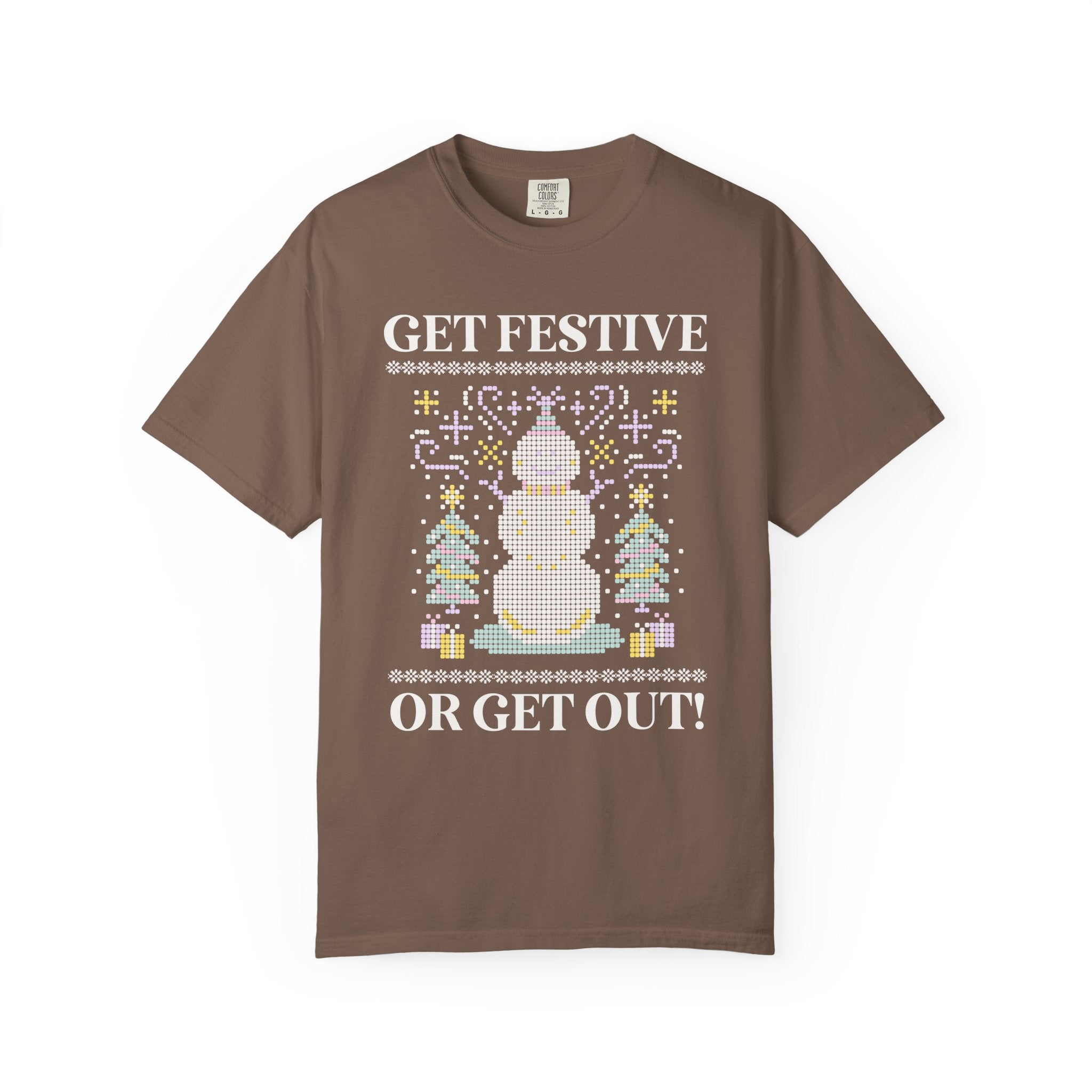 Matching Pastel Christmas Tee: Get Festive or Get Out! - Opal and June