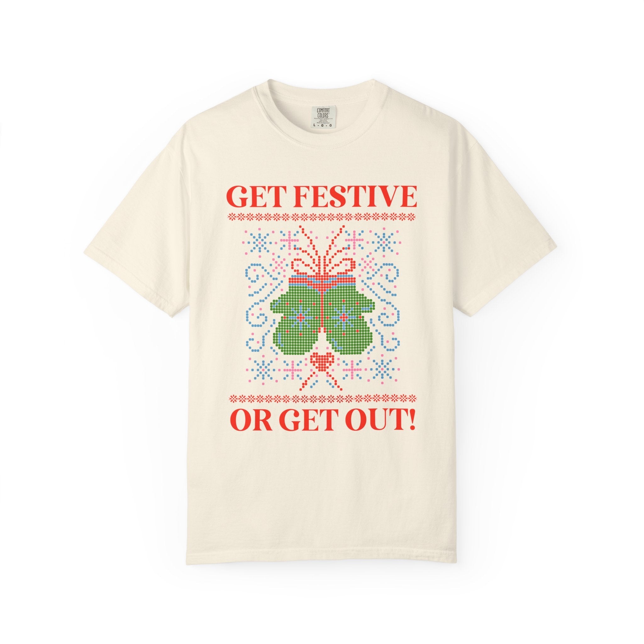 Matching Pastel Christmas Tee: Get Festive or Get Out! - Opal and June
