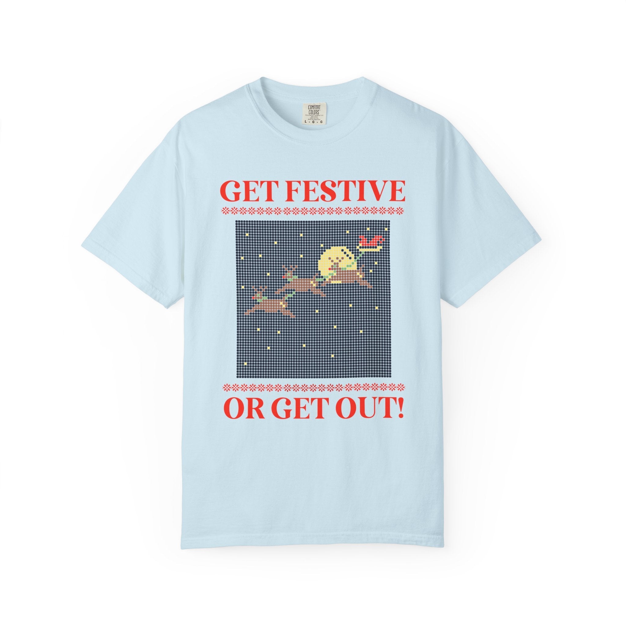 Matching Pastel Christmas Tee: Get Festive or Get Out! - Opal and June