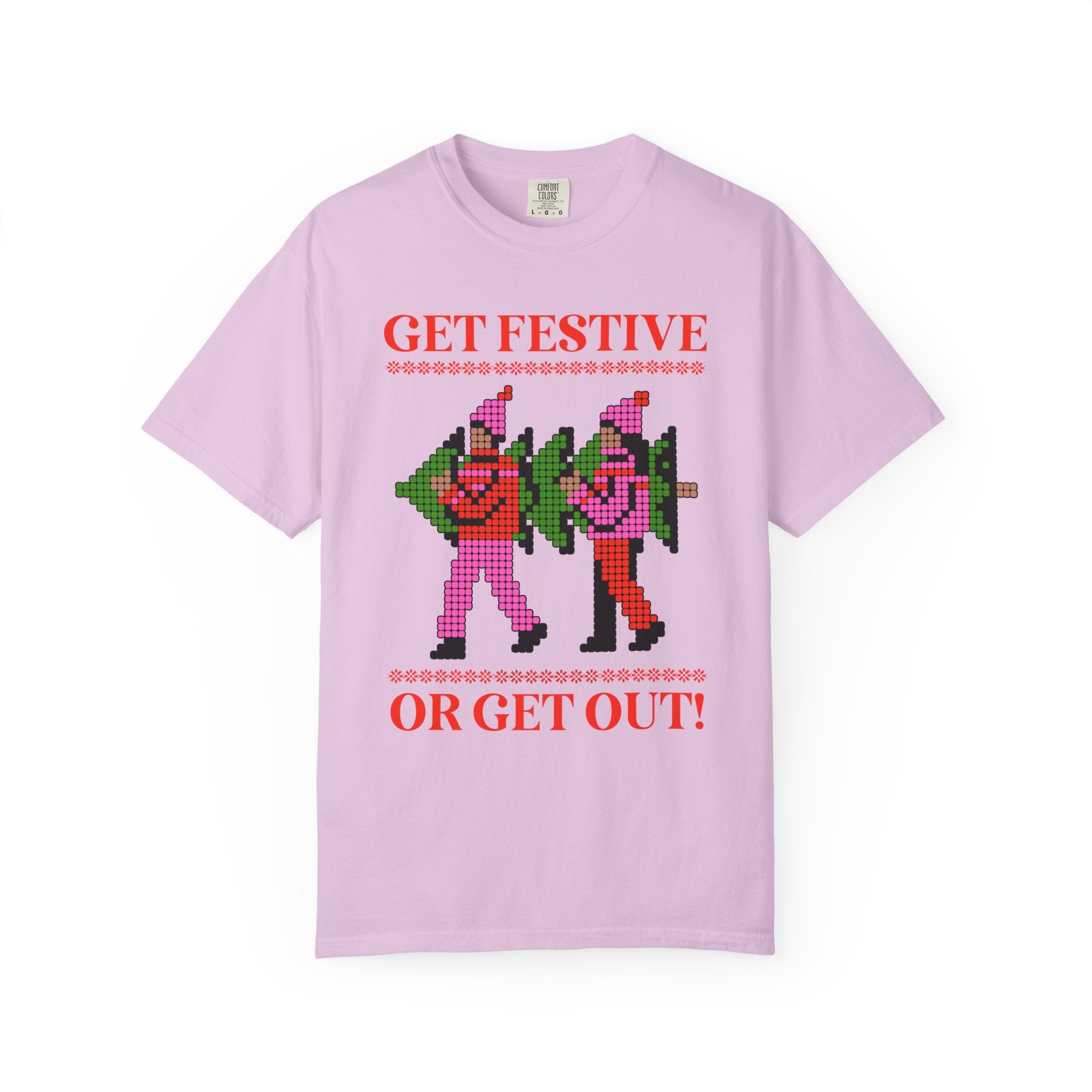 Matching Pastel Christmas Tee: Get Festive or Get Out! - Opal and June