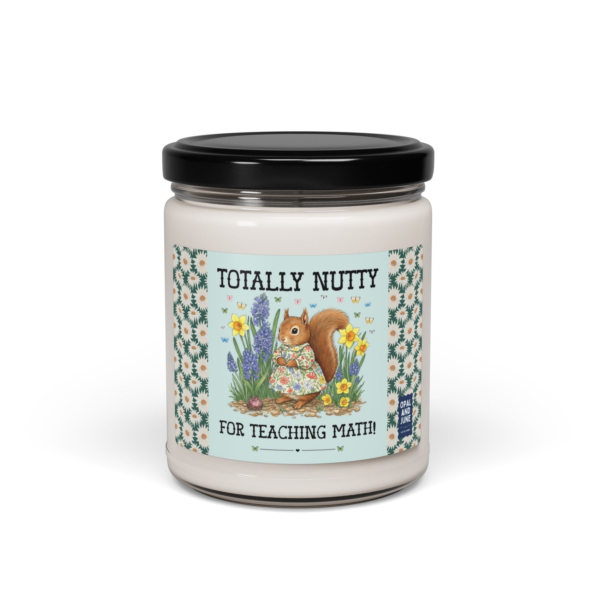Math Teacher Candle with Silly Squirrel, Funny Animal Lover Present, Middle School Math Teacher, Algebra Teacher Gift, Geometry Teacher - Opal and June