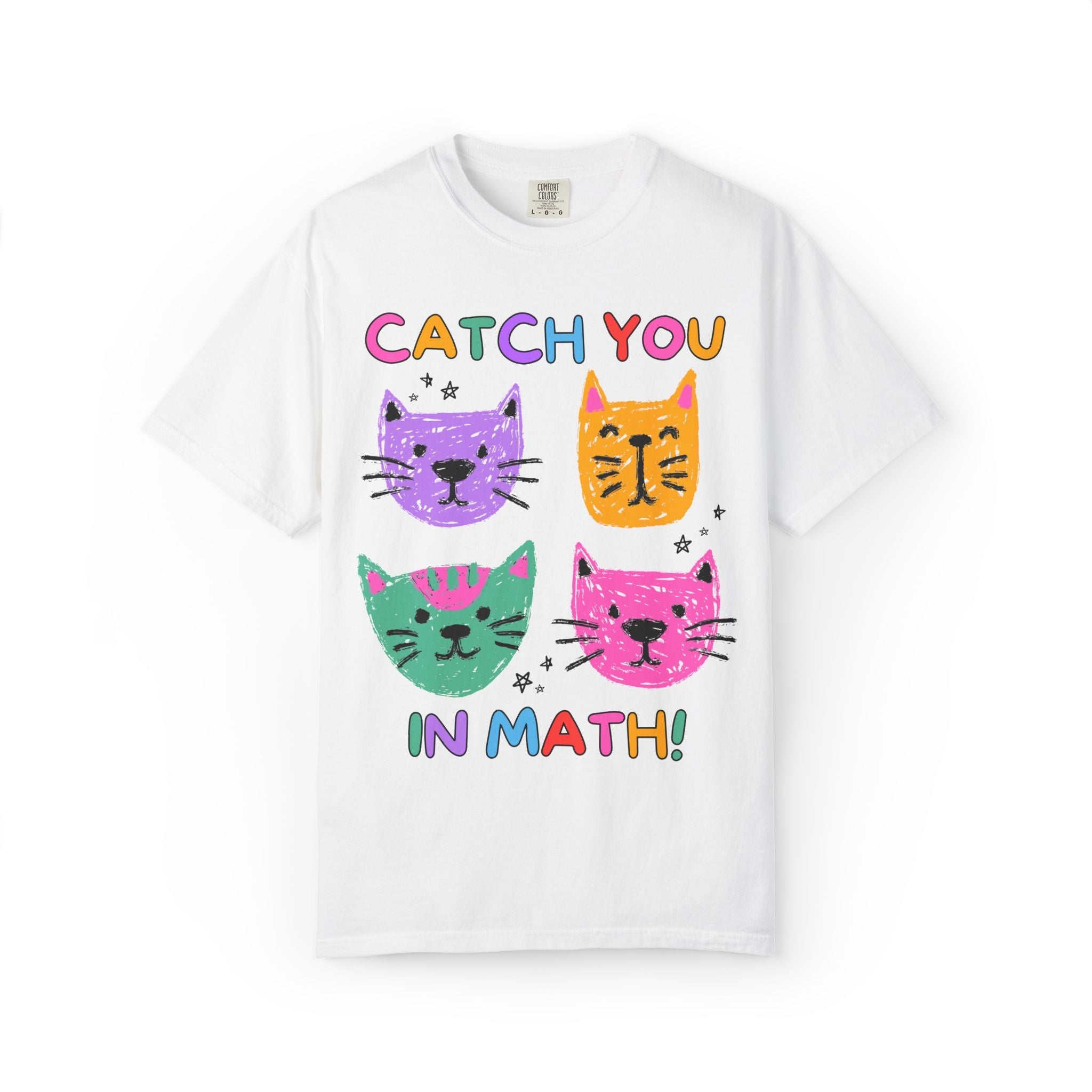 Math Teacher Cat Lover Tee Shirt: Catch You in Math | Matching Teacher T-Shirt for Back to School or New School Year, Animal Lover Tee - Opal and June