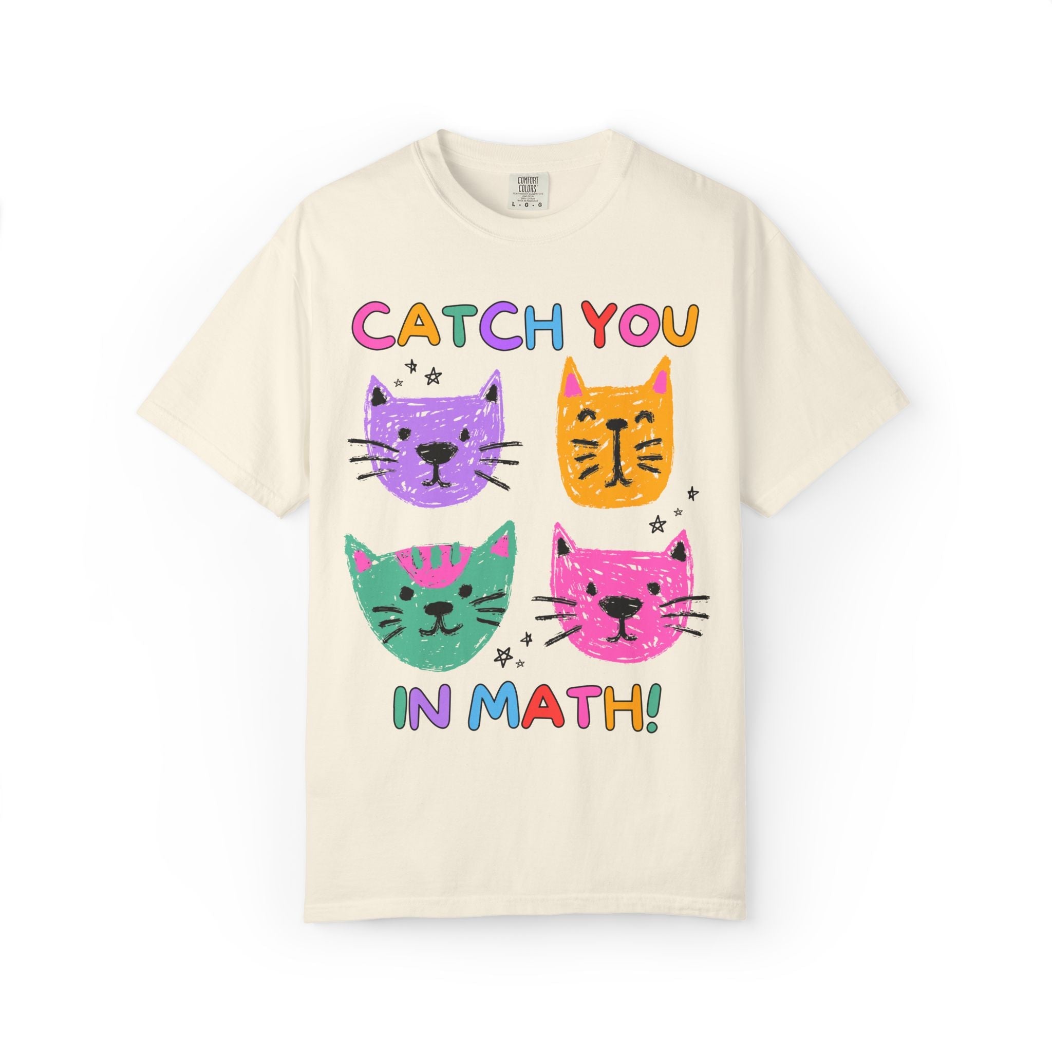 Math Teacher Cat Lover Tee Shirt: Catch You in Math | Matching Teacher T-Shirt for Back to School or New School Year, Animal Lover Tee - Opal and June