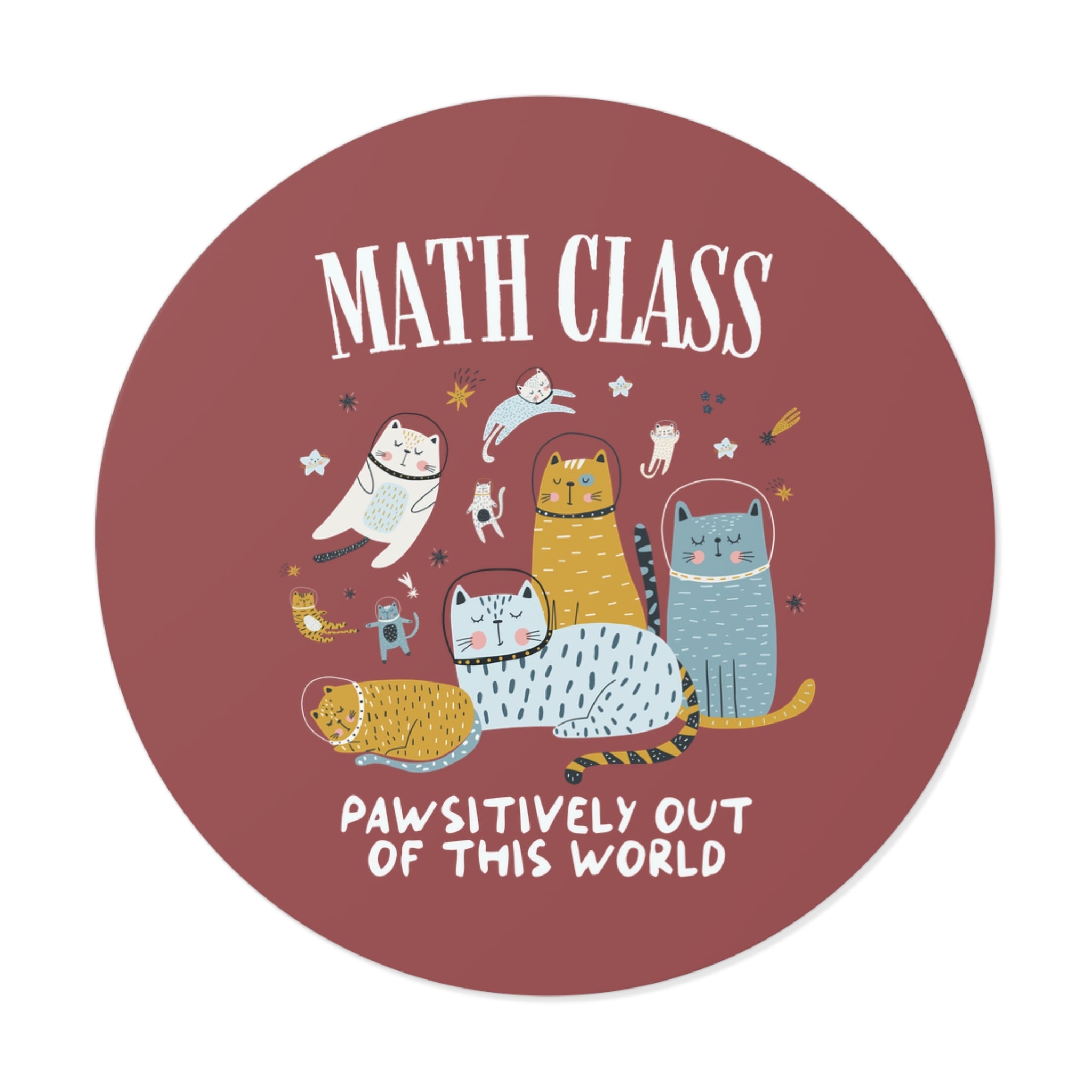 Math Teacher Space Cat Sticker with Astronaut Kittens and Stars: Pawsitively Out of This World Teacher Team Sticker for Cat Lover - Opal and June