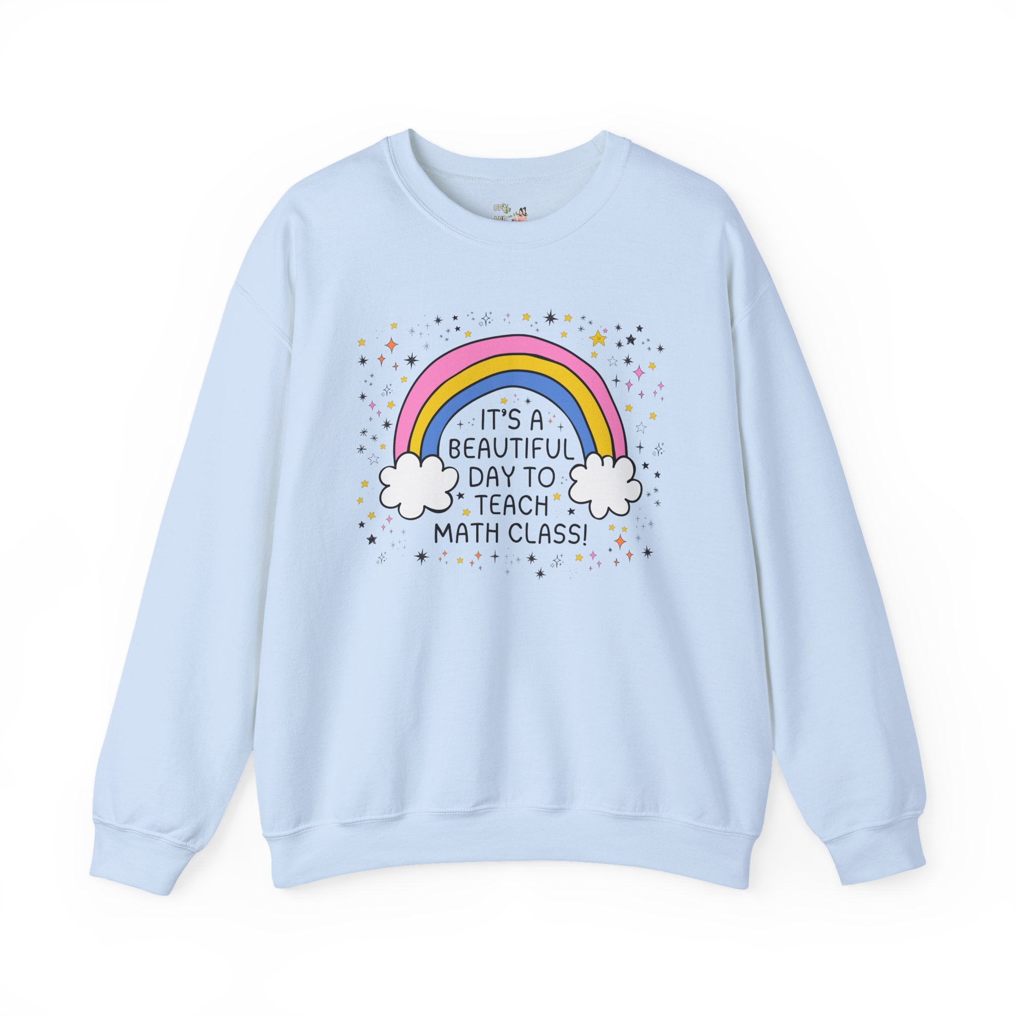 Math Teacher Sweatshirt for Back to School, Cute Math Department Crewneck with Rainbow, High School Math Teacher or Teaching Assistant Shirt - Opal and June