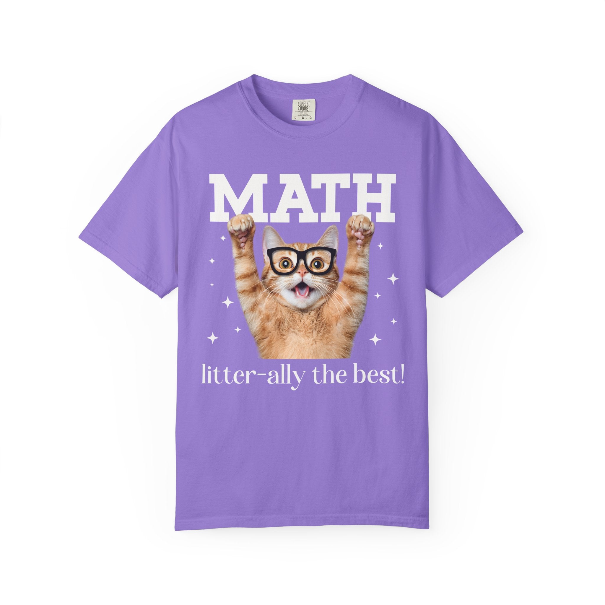 Math Teacher Tee Shirt for Cat Lover, Funny Saying Math Lover Gift for Math Major, Women in STEM, Cat Mom or Cat Dad Tee, Middle School Math - Opal and June