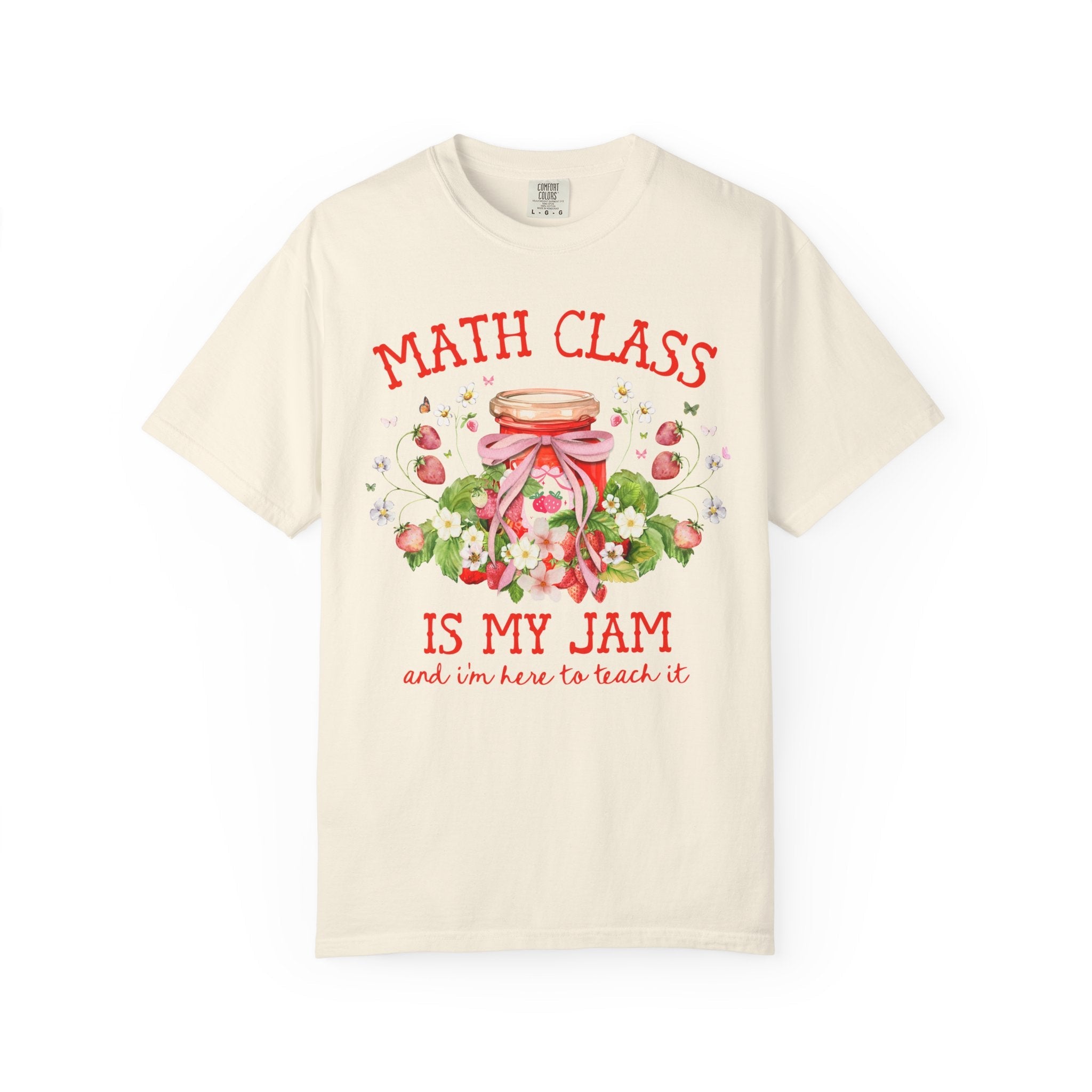 Math Teacher Tee Shirt with Boho Strawberries, Cute Math Department T-Shirt with Flowers, Back to School Math Professor Tee, Women in STEM - Opal and June