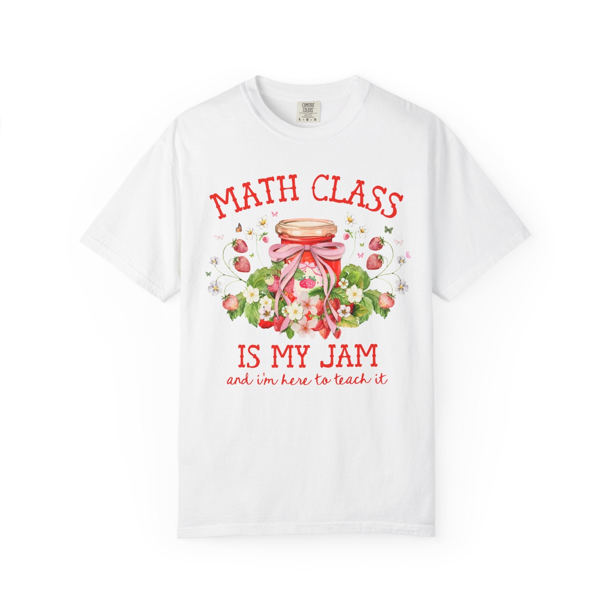Math Teacher Tee Shirt with Boho Strawberries, Cute Math Department T-Shirt with Flowers, Back to School Math Professor Tee, Women in STEM - Opal and June