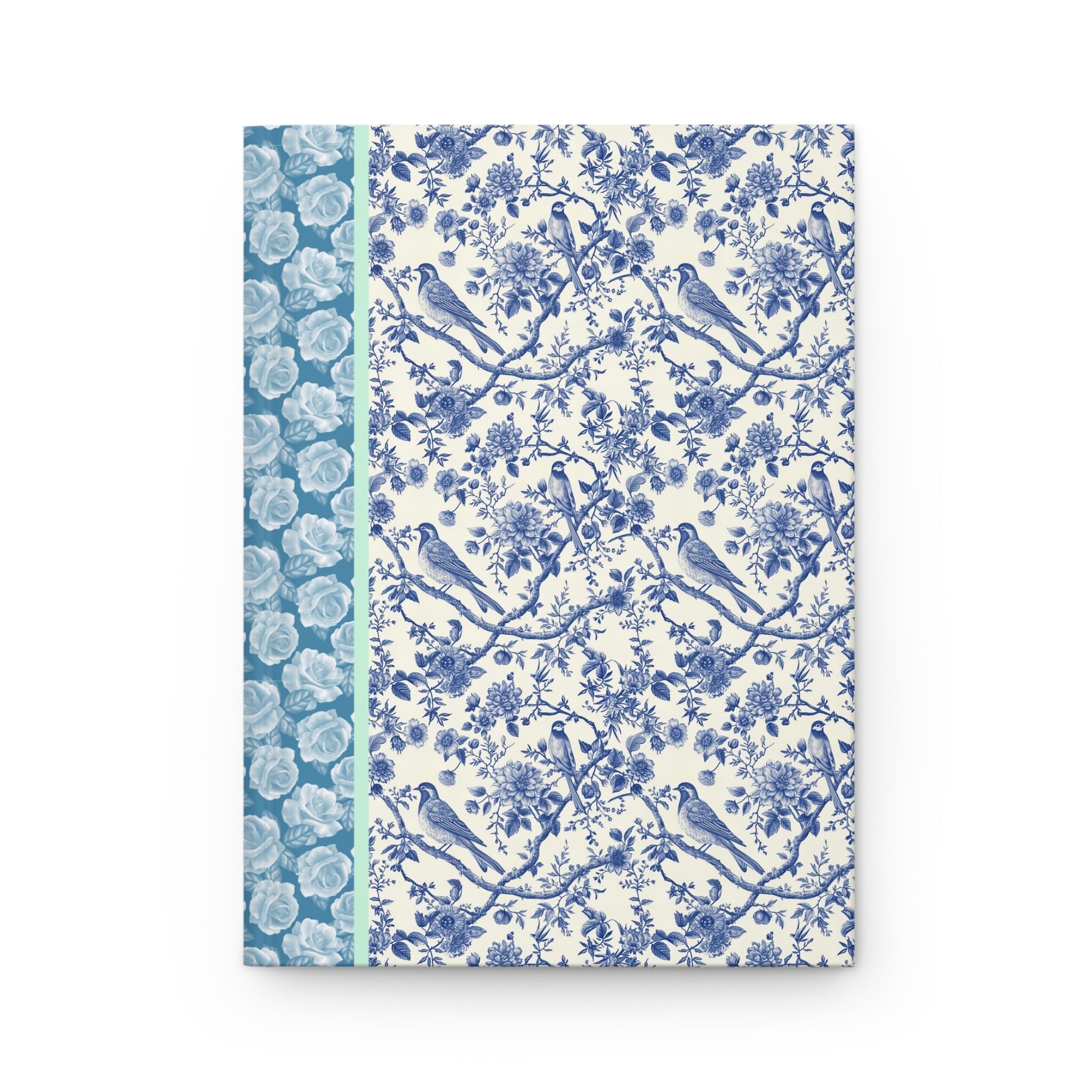 Maximalist Blue Toile Floral Notebook with Birds: Cute and Colorful Notebook for Birdwatcher or Animal Lover - Opal and June