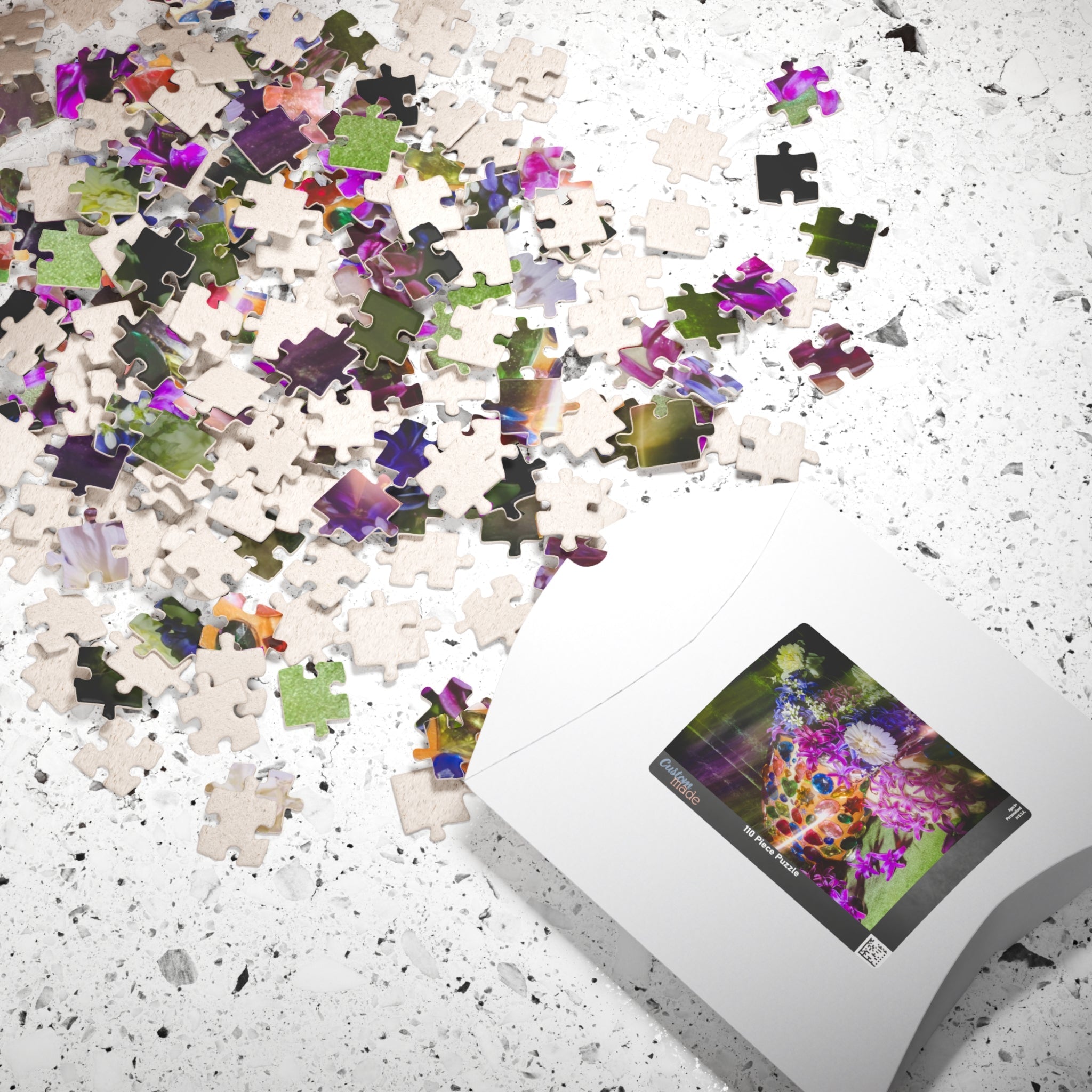 Maximalist Flower Puzzle with Gems - Opal and June