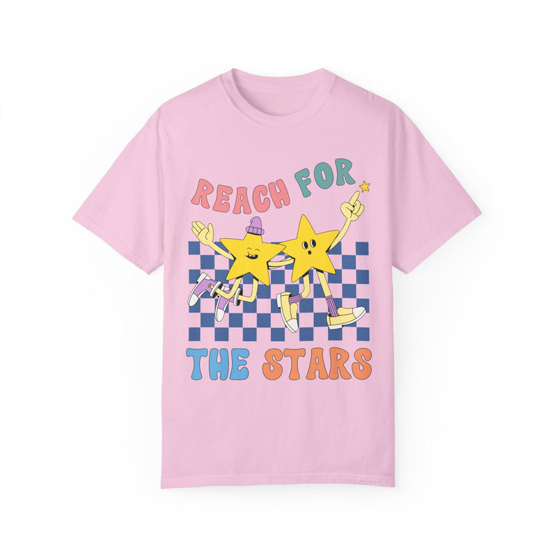 Maximalist Retro Shirt with Groovy Stars: Reach for the Stars | Shirt with Encouraging Message, Trendy Shirt for Women, Positive Vibes Tee - Opal and June