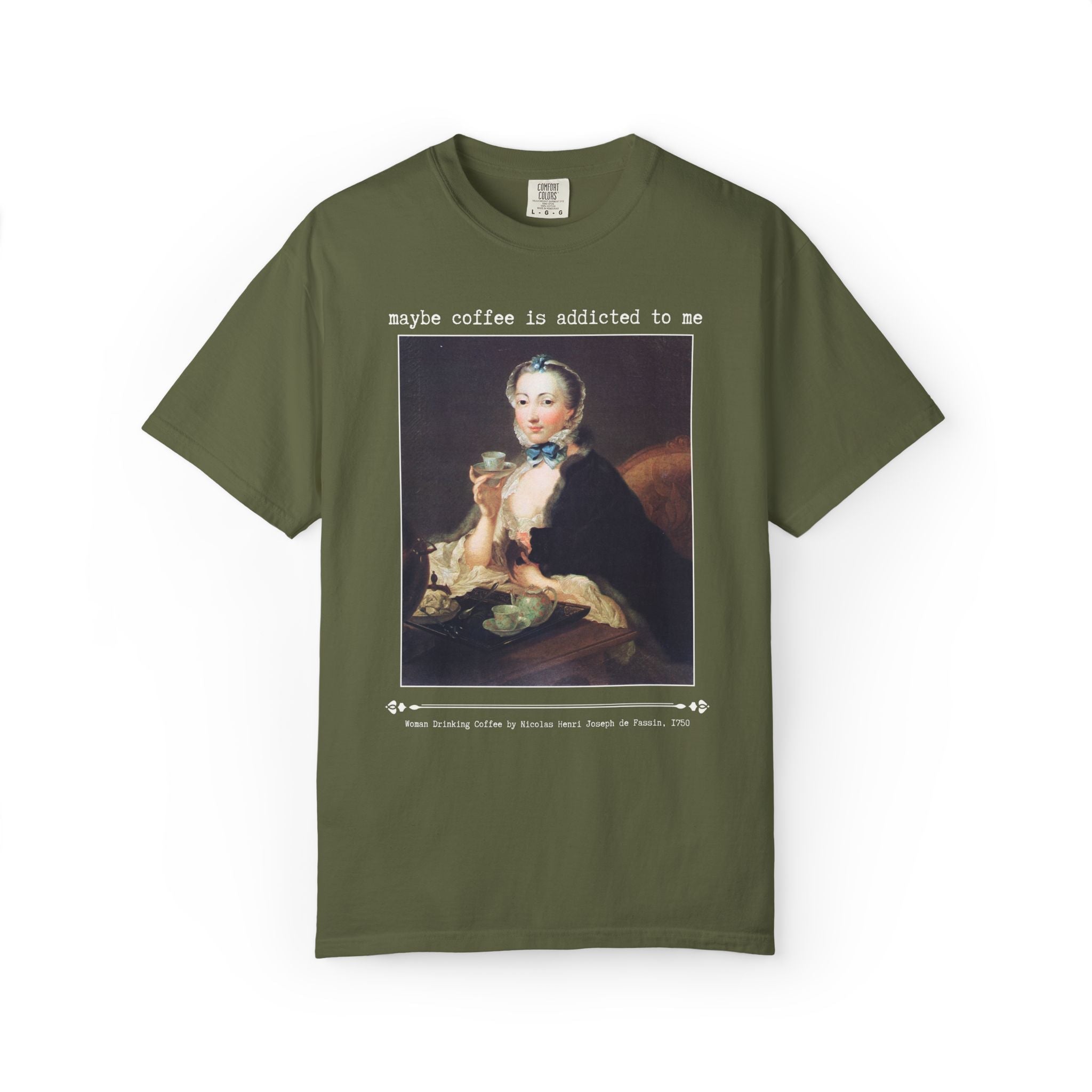 Maybe Coffee is Addicted to Me Art History Tee Shirt for Museum and Coffee Lover, 18th Century Rococo History Major or Book Lover T-Shirt - Opal and June
