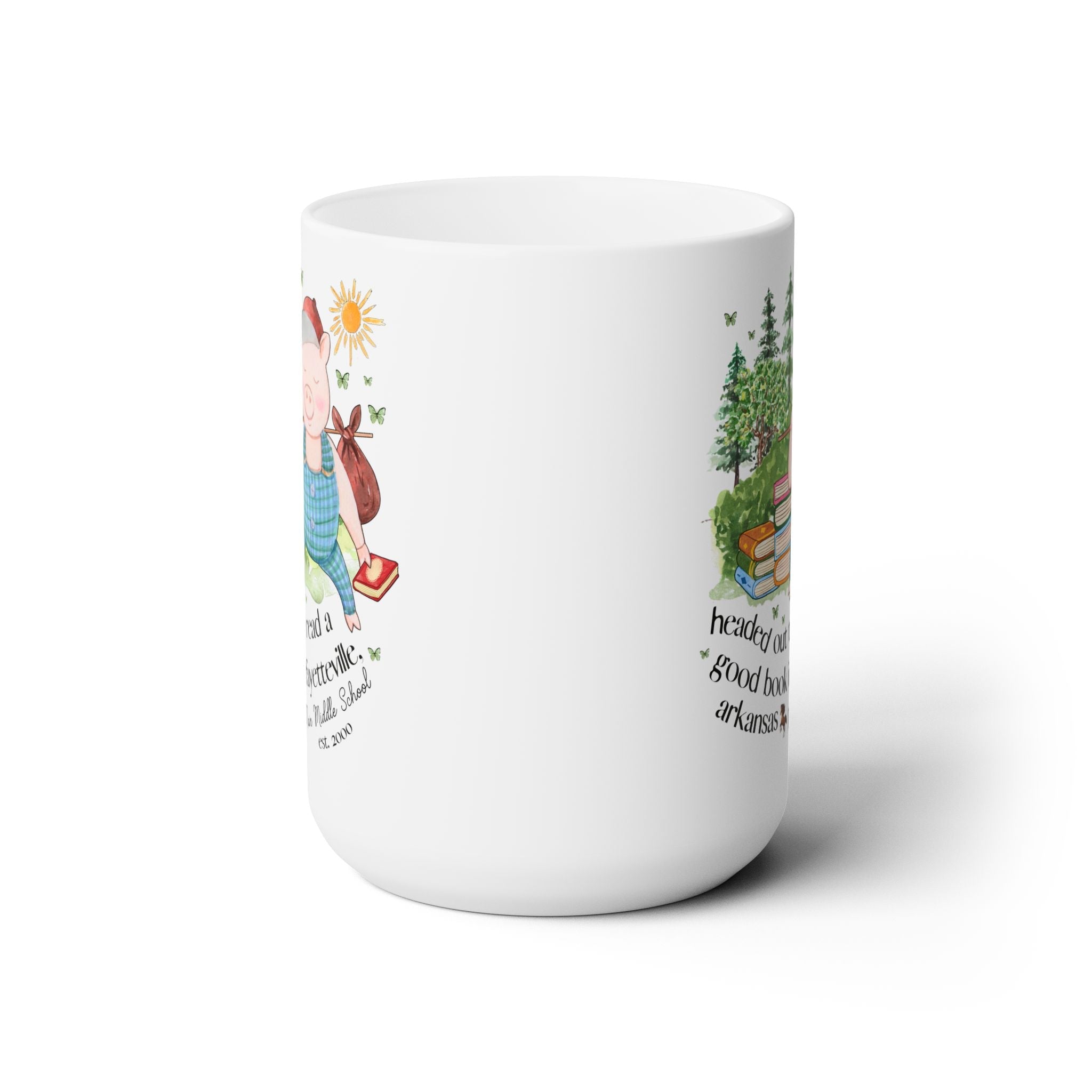 McNair Middle School 15 Oz Coffee Mug: Headed out to Read a Good Book - Opal and June