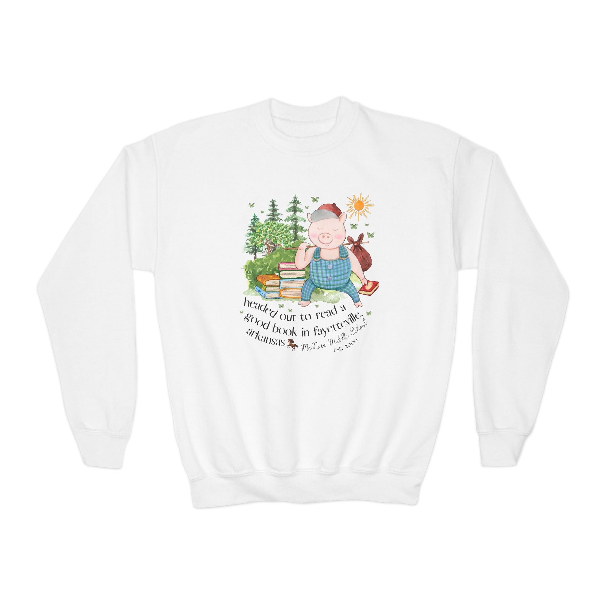 McNair Middle School Kids Sweatshirt: Headed out to Read a Good Book - Opal and June
