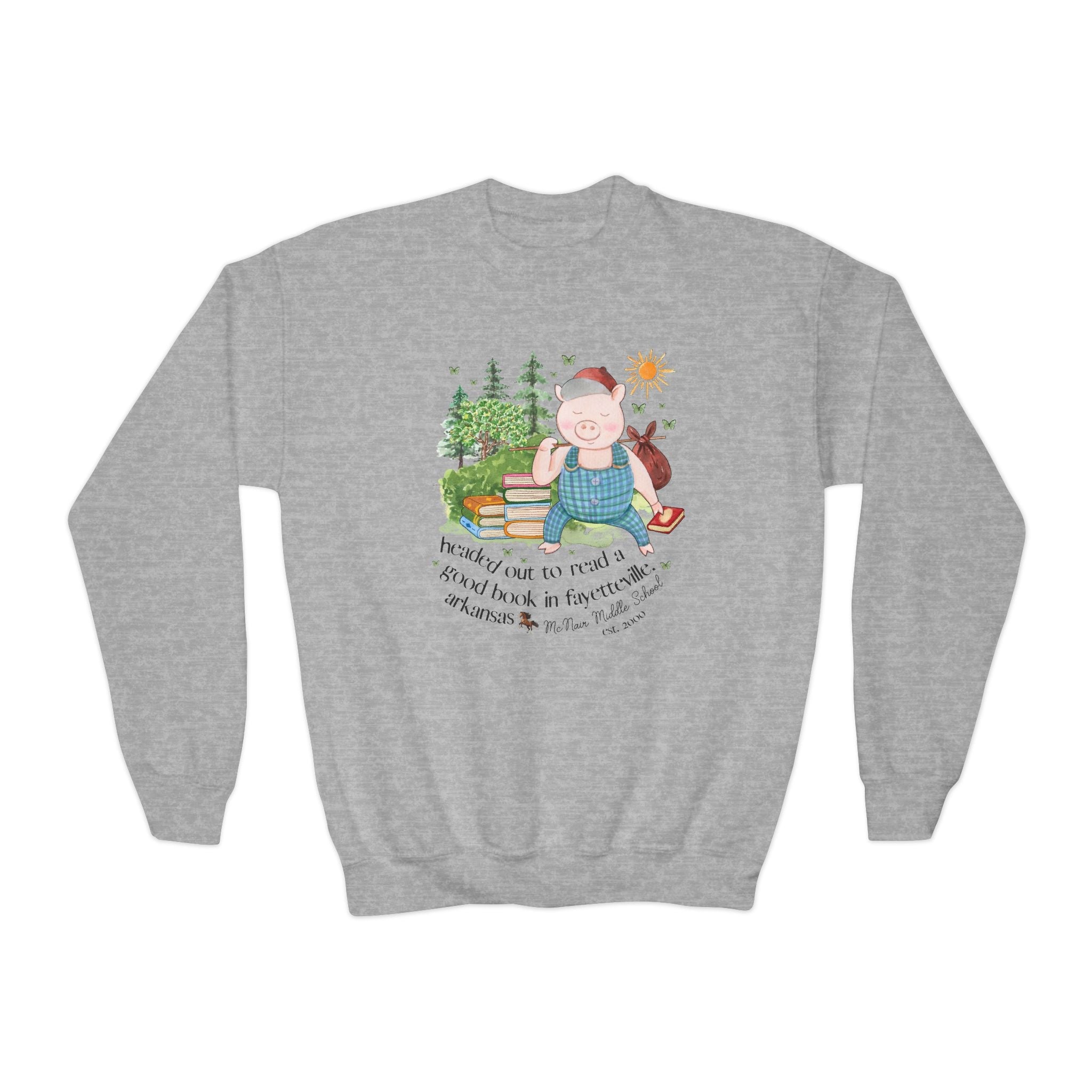 McNair Middle School Kids Sweatshirt: Headed out to Read a Good Book - Opal and June