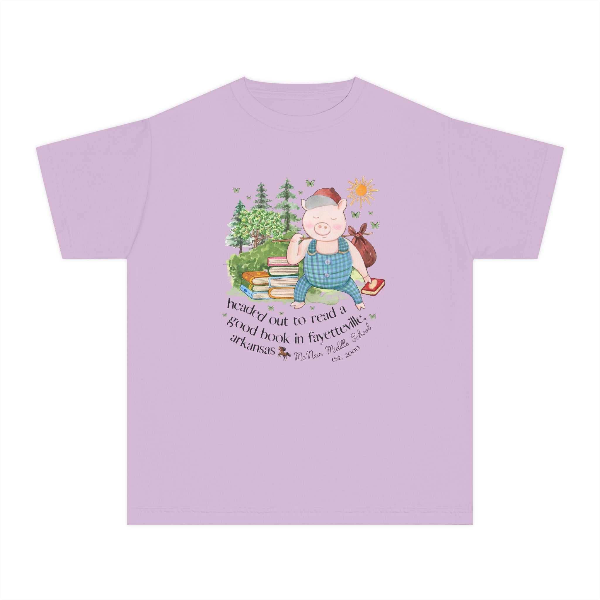 McNair Middle School Kids Tee Shirt: Headed out to Read a Good Book - Opal and June