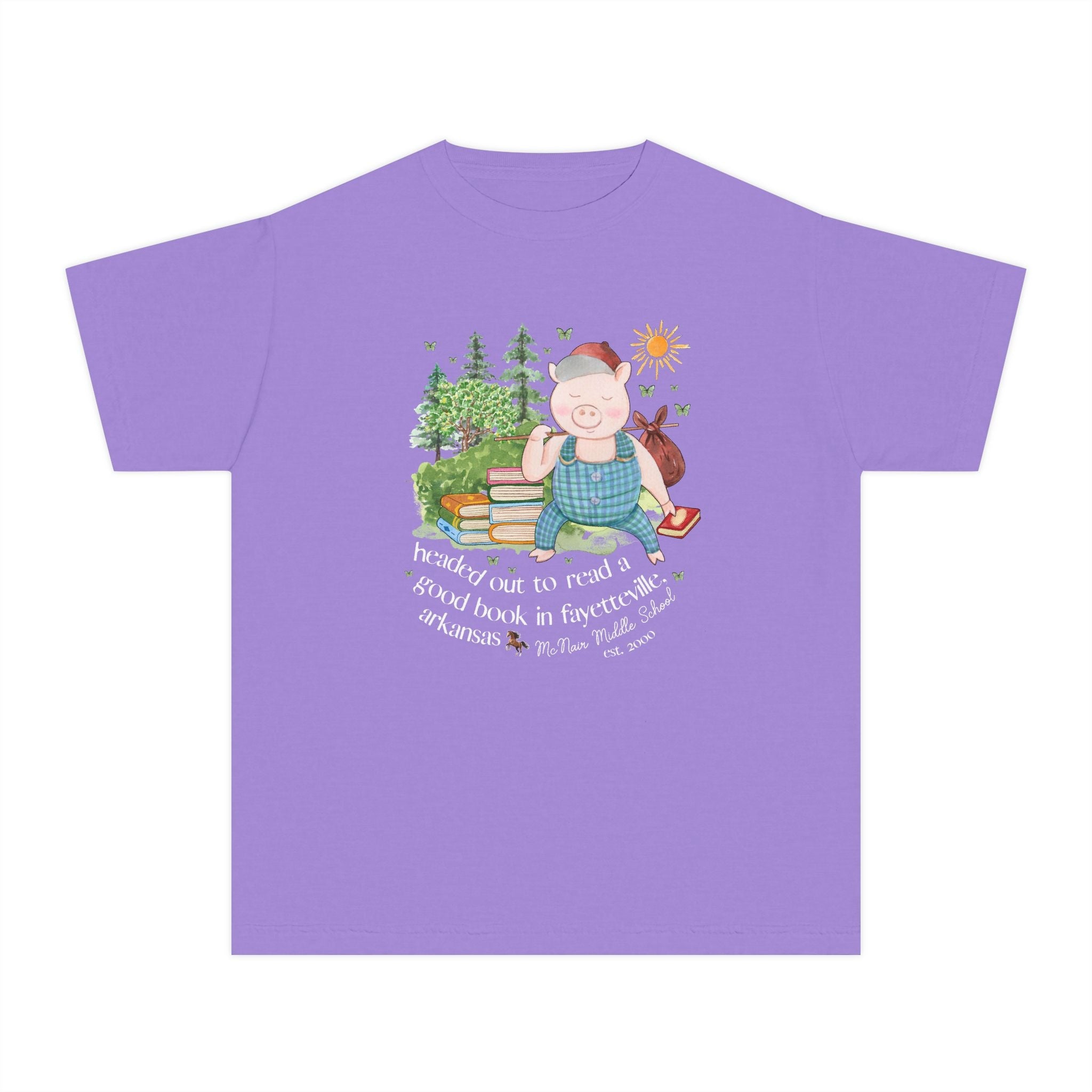McNair Middle School Kids Tee Shirt: Headed out to Read a Good Book - Opal and June
