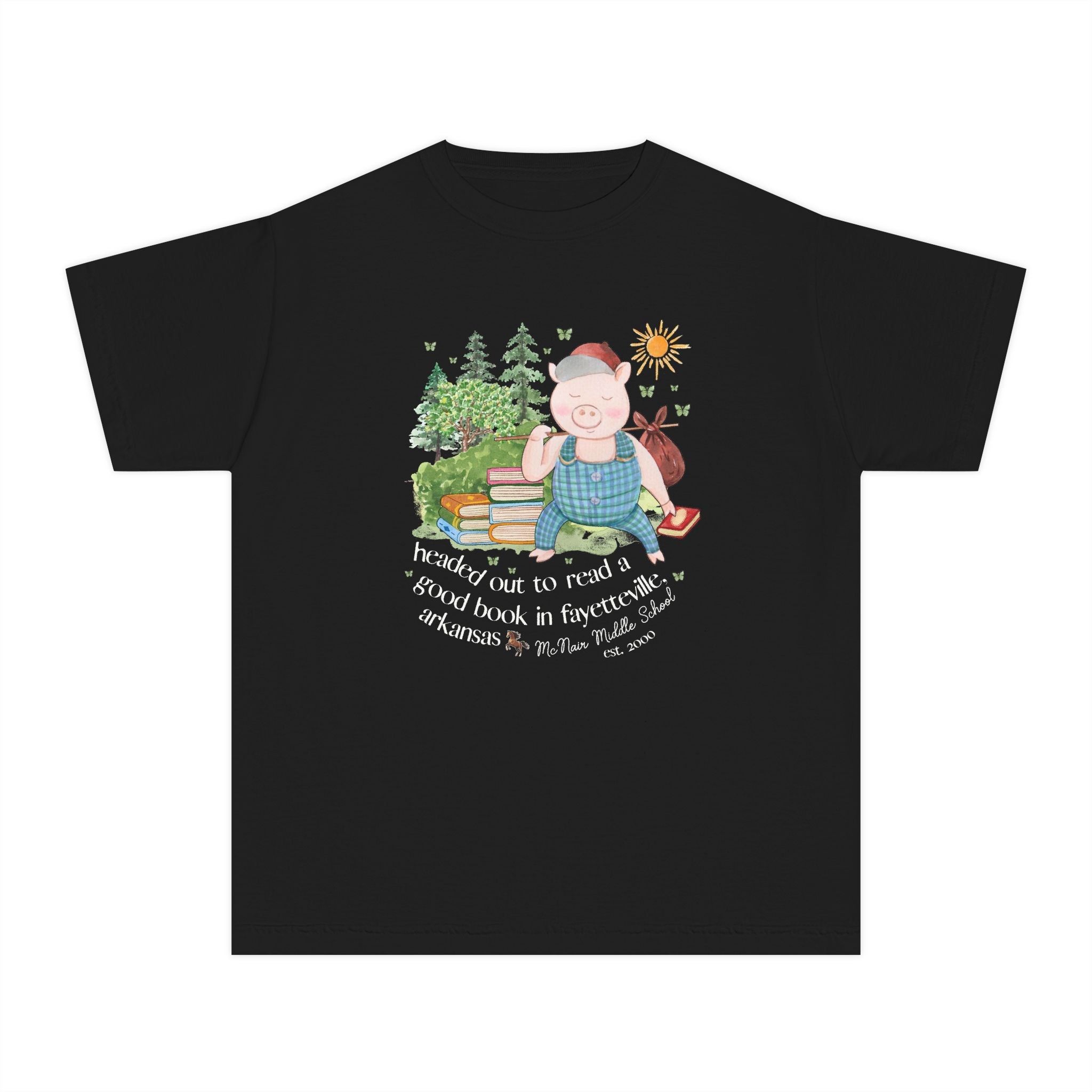 McNair Middle School Kids Tee Shirt: Headed out to Read a Good Book - Opal and June