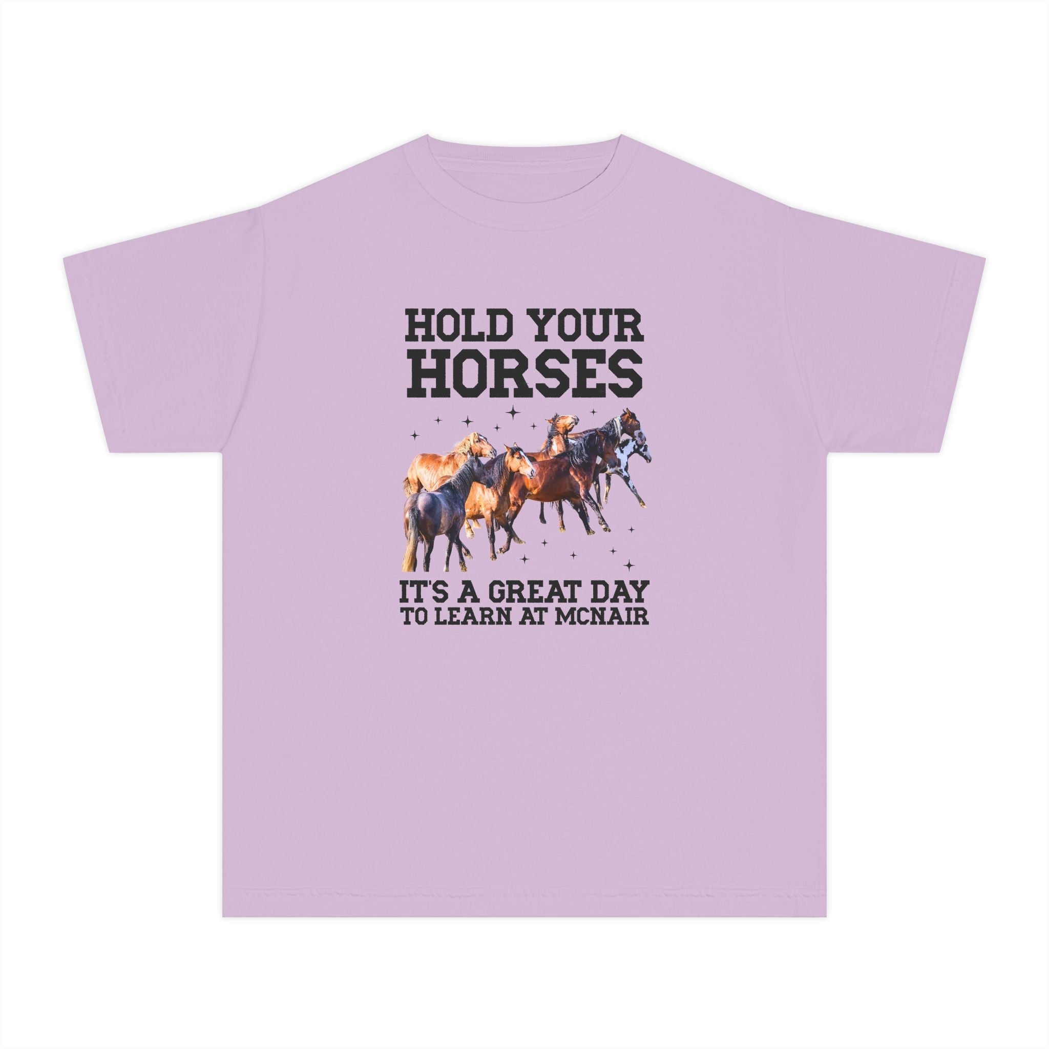 McNair Middle School Kids Tee Shirt: Hold Your Horses | FPS + Opal and June Kids Tee Shirt, Fayetteville Public Schools - Opal and June