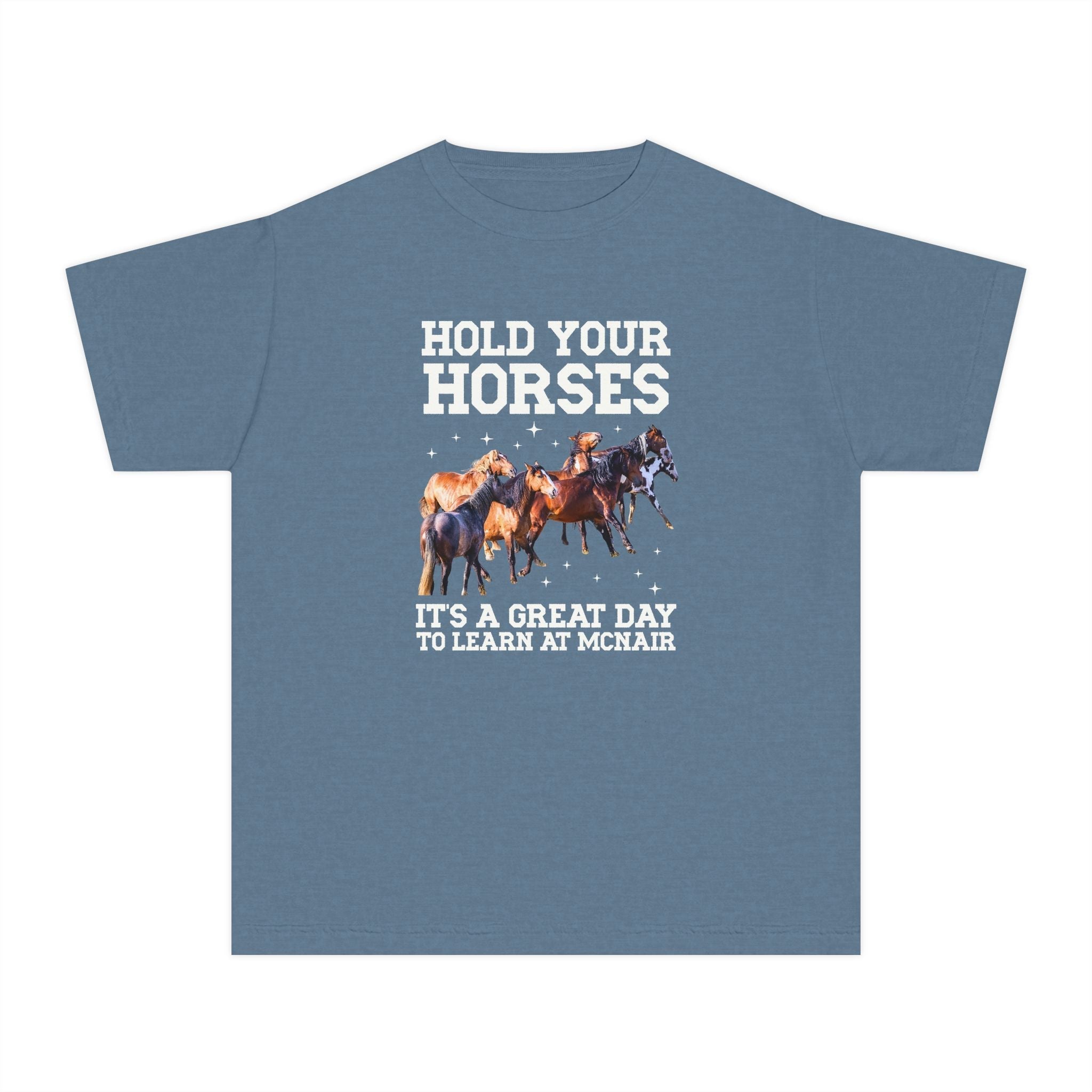 McNair Middle School Kids Tee Shirt: Hold Your Horses | FPS + Opal and June Kids Tee Shirt, Fayetteville Public Schools - Opal and June