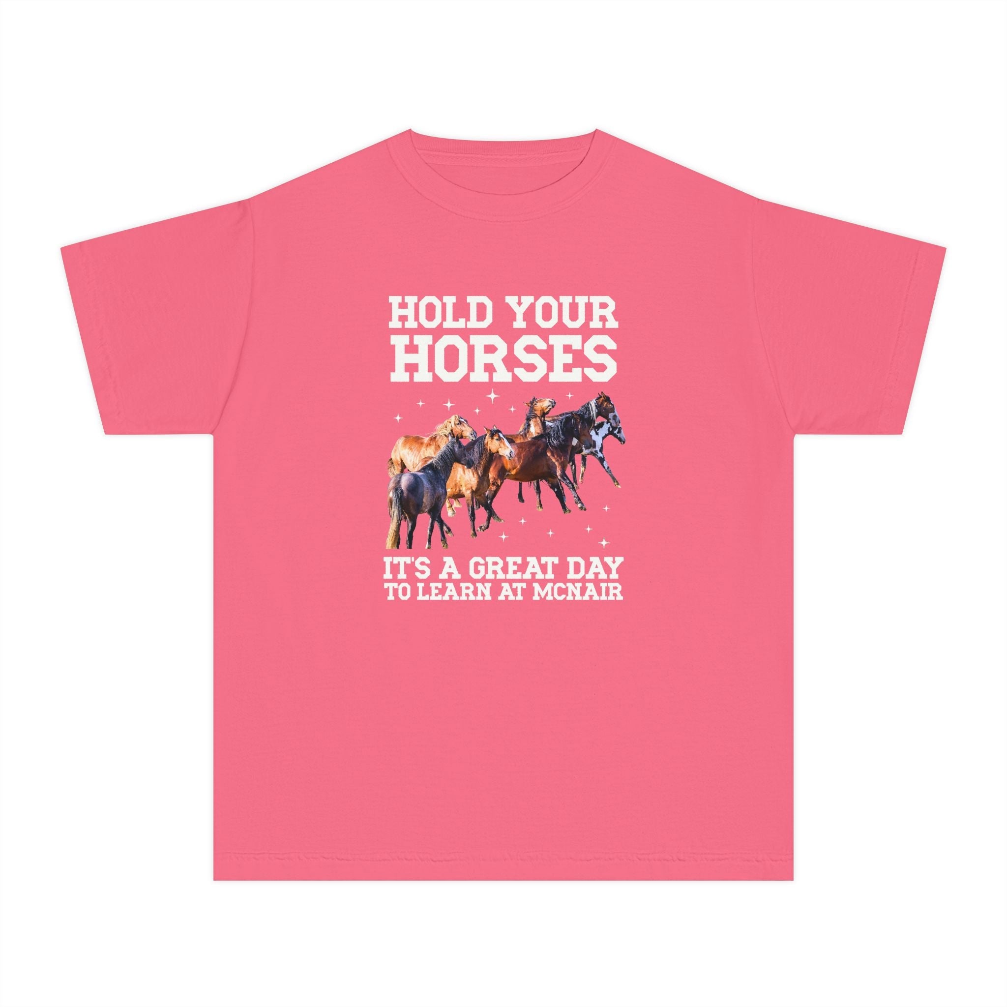 McNair Middle School Kids Tee Shirt: Hold Your Horses | FPS + Opal and June Kids Tee Shirt, Fayetteville Public Schools - Opal and June