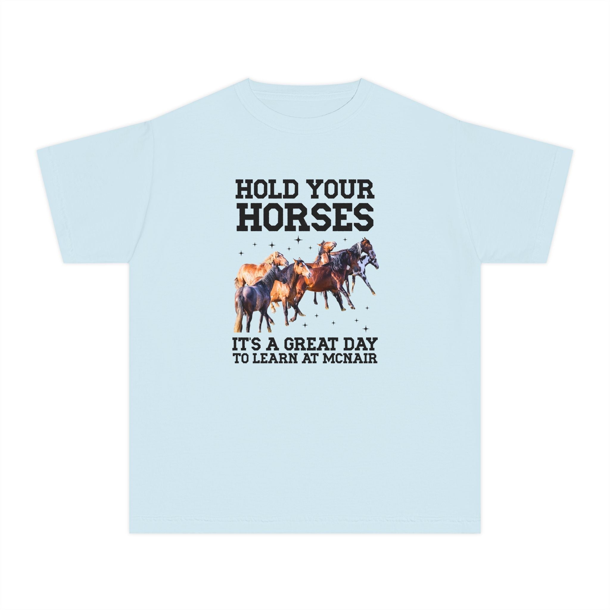 McNair Middle School Kids Tee Shirt: Hold Your Horses | FPS + Opal and June Kids Tee Shirt, Fayetteville Public Schools - Opal and June