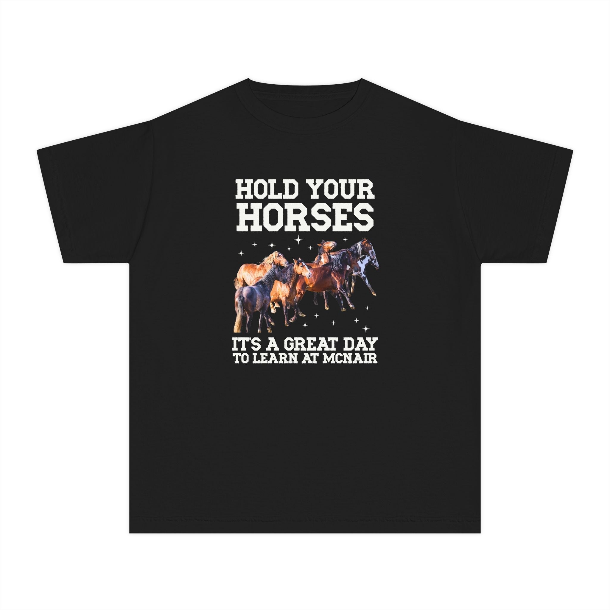 McNair Middle School Kids Tee Shirt: Hold Your Horses | FPS + Opal and June Kids Tee Shirt, Fayetteville Public Schools - Opal and June