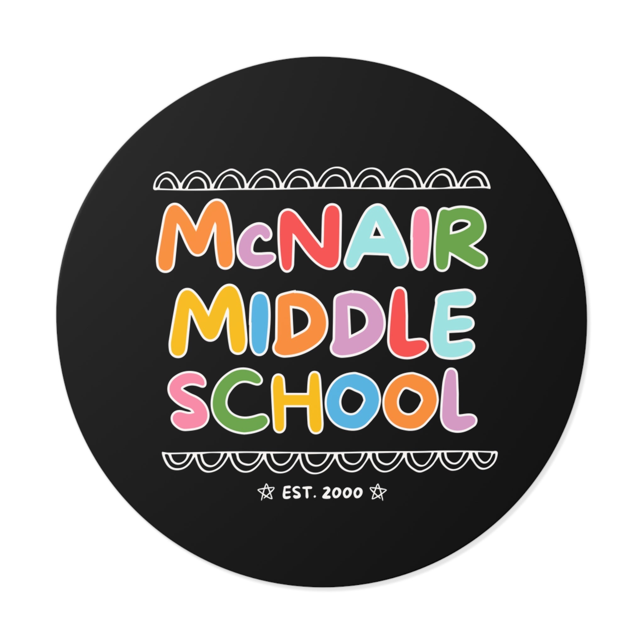 McNair Middle School Sticker: Rainbow Letters | FPS + Opal and June Sticker, Fayetteville Public Schools - Opal and June