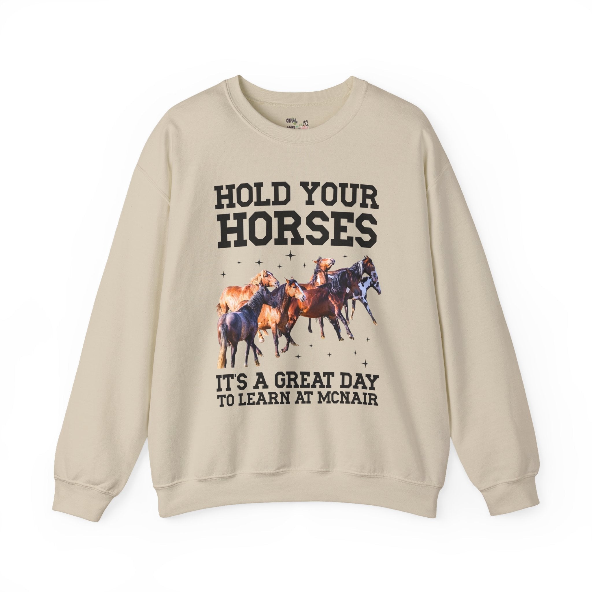 McNair Middle School Sweatshirt: Hold Your Horses | FPS + Opal and June Sweatshirt, Fayetteville Public Schools - Opal and June
