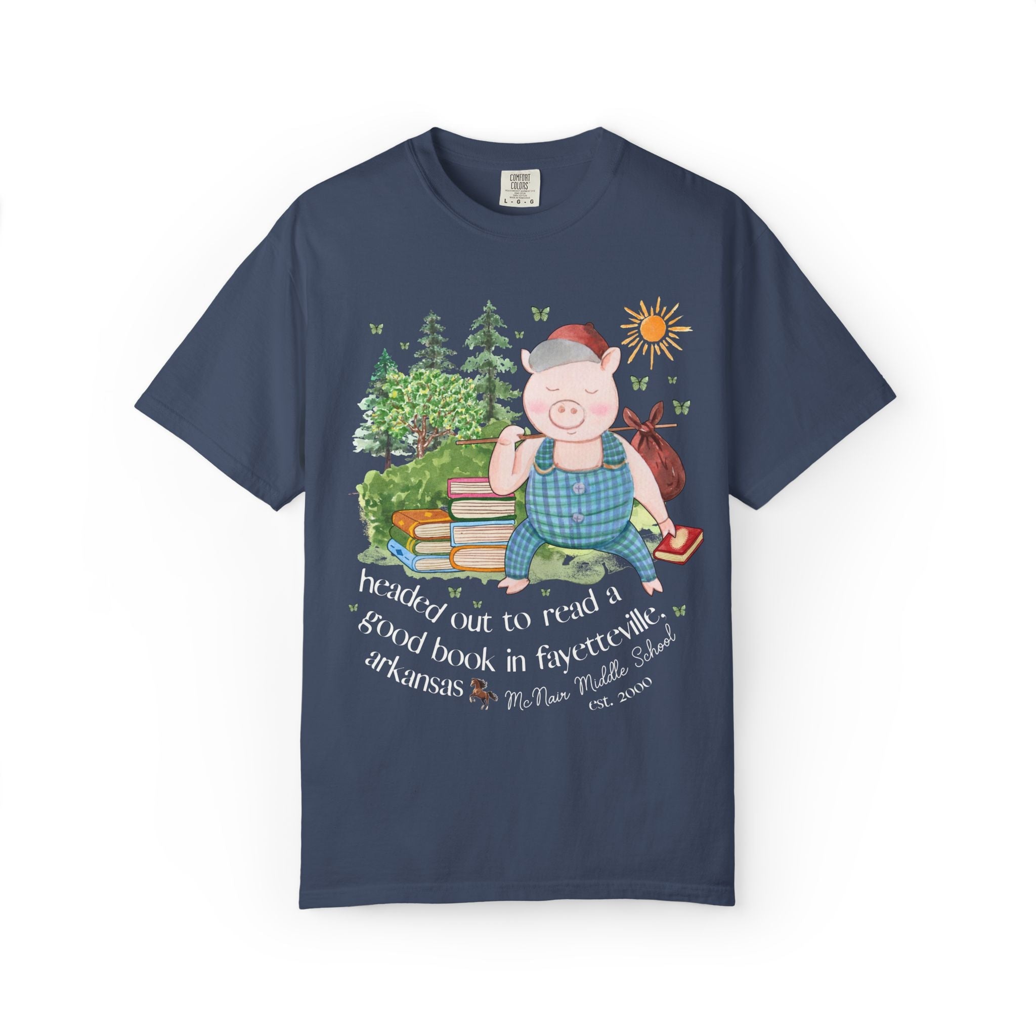McNair Middle School Tee Shirt: Headed out to Read a Good Book - Opal and June