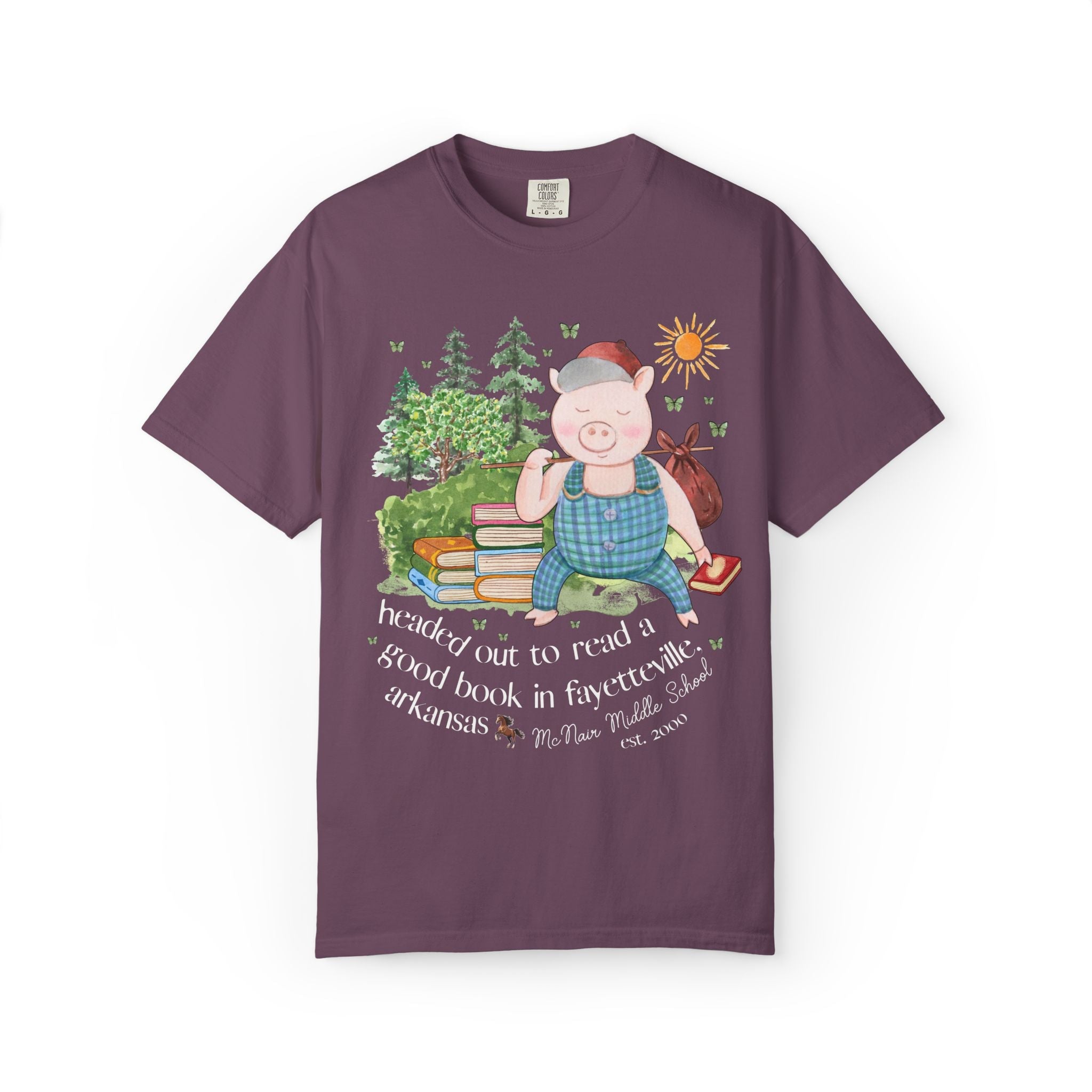McNair Middle School Tee Shirt: Headed out to Read a Good Book - Opal and June