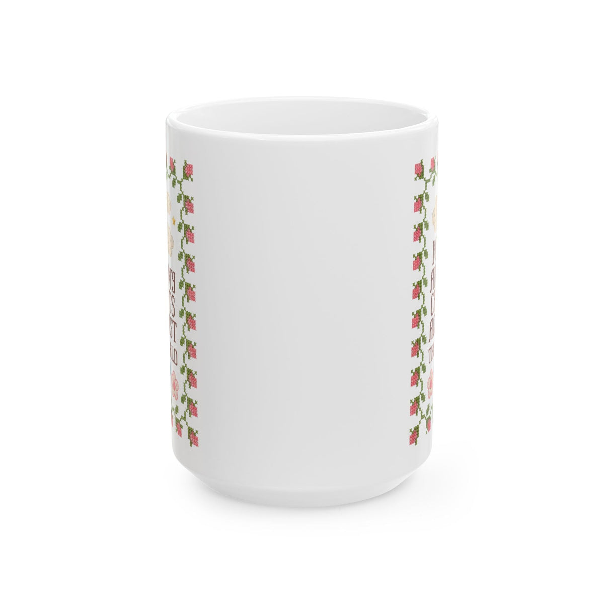 Me and My Crafts Against the World: Funny Sewing or Knitting Lover Coffee Mug with Flowers and Clouds, Cute Grandma Hobbies Gift - Opal and June