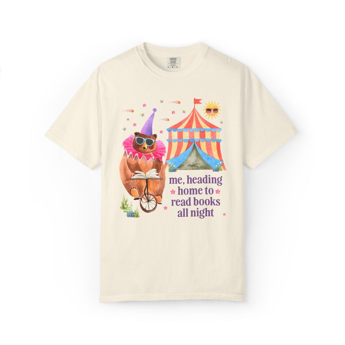 Me, Heading Home to Read Books All Night: Cute Dreamcore Bear T-Shirt for Bookworm Animal Lover, Cute Bookish Tee for Reader - Opal and June