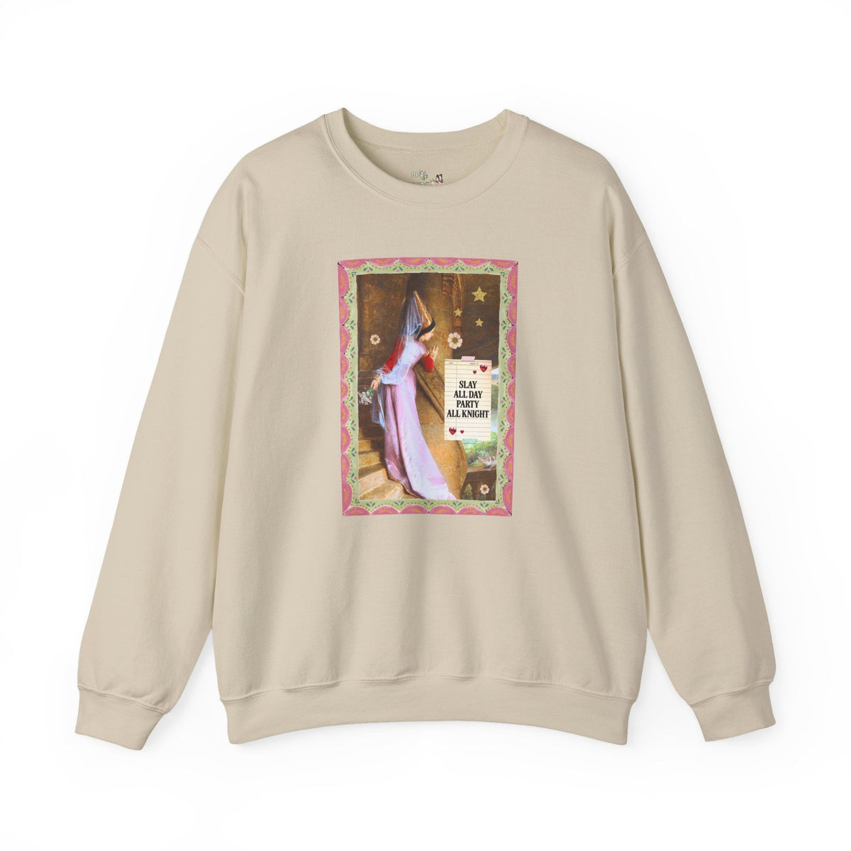 Medieval Bachelorette Party Sweatshirt with Famous Painting, Cute Whimsical Wedding Weekend Crewneck for Bride and Bridesmaids, Maid of Honor - Opal and June