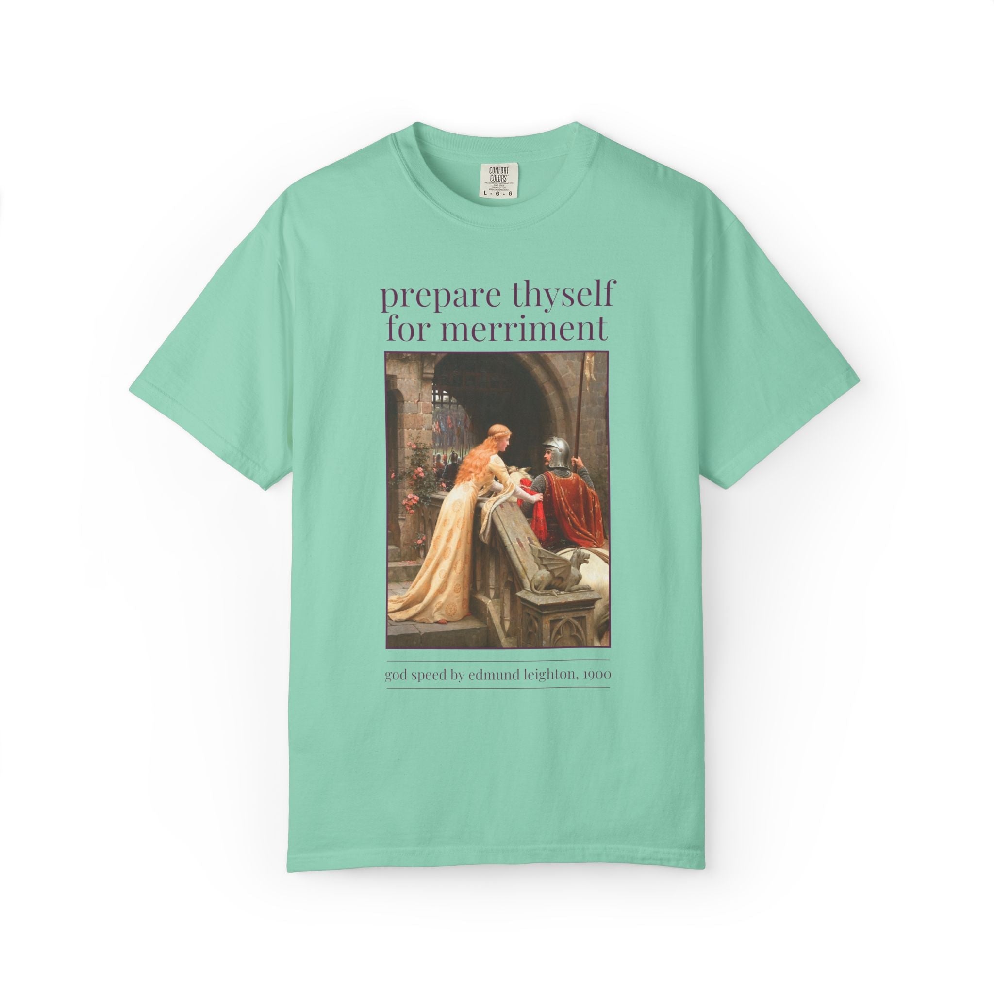 Medieval Bachelorette Party Tee Shirt with Famous Painting by Edmund Leighton, Silly Matching Bridal Tee for Bride Who Loves Fantasy Novels - Opal and June